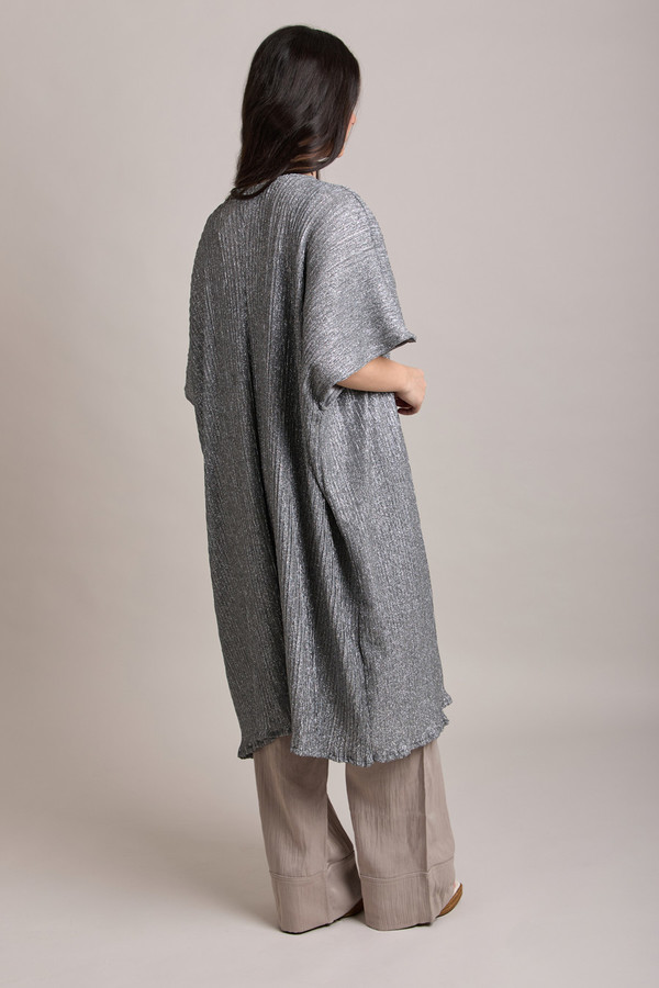 Elegant Pleated Metallic Kimono for Women - Stylish Loose Cover Up for Parties, Weddings & Special Occasions