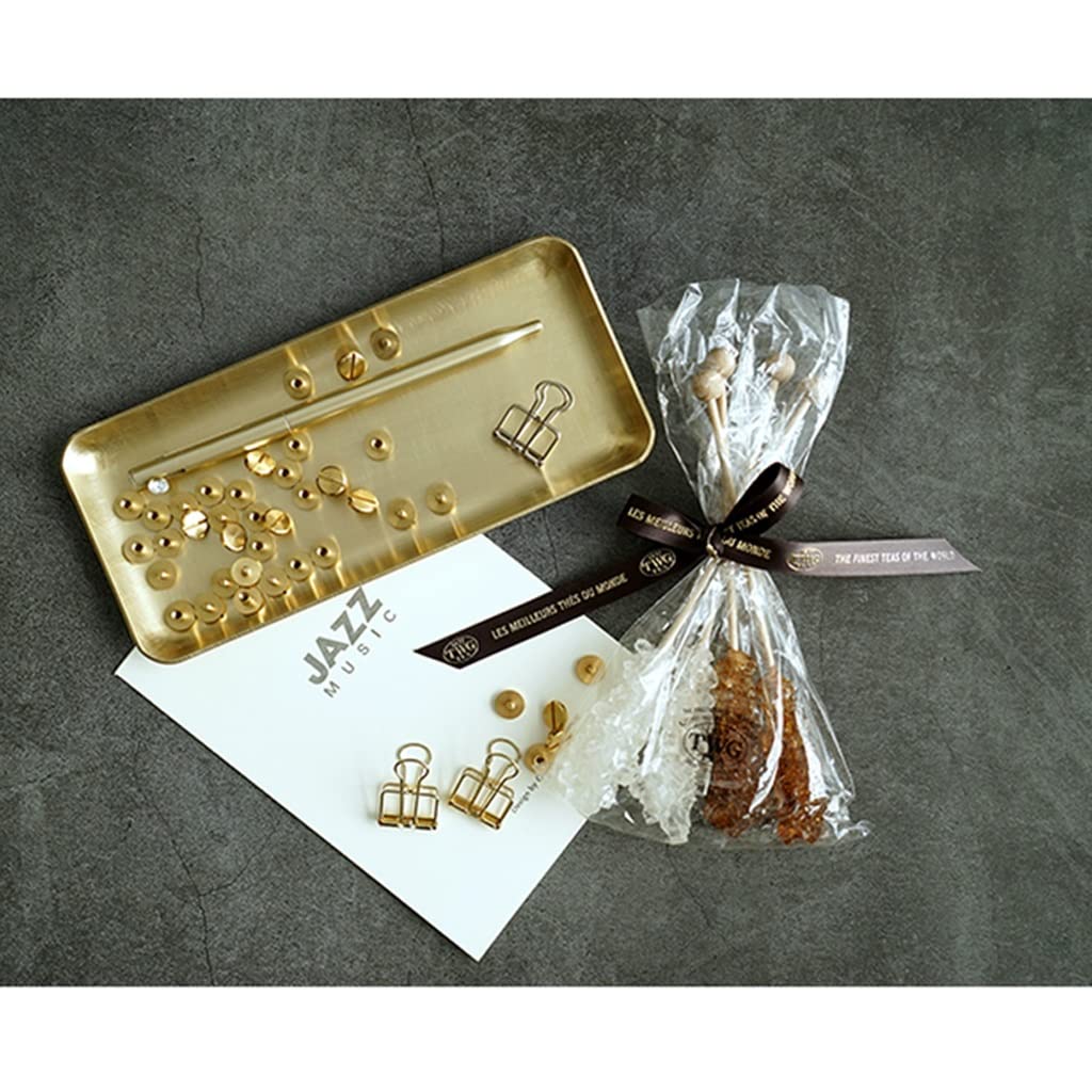 Elegant Brass Rectangle Catchall Tray - Decorative Metal Tray for Jewelry, Glasses & Cosmetics | Vanity Organizer for Dresser, Sink & Toilet Tank | Perfect Gift for Christmas & Thanksgiving | Home Decor & Bathroom Organization Essential