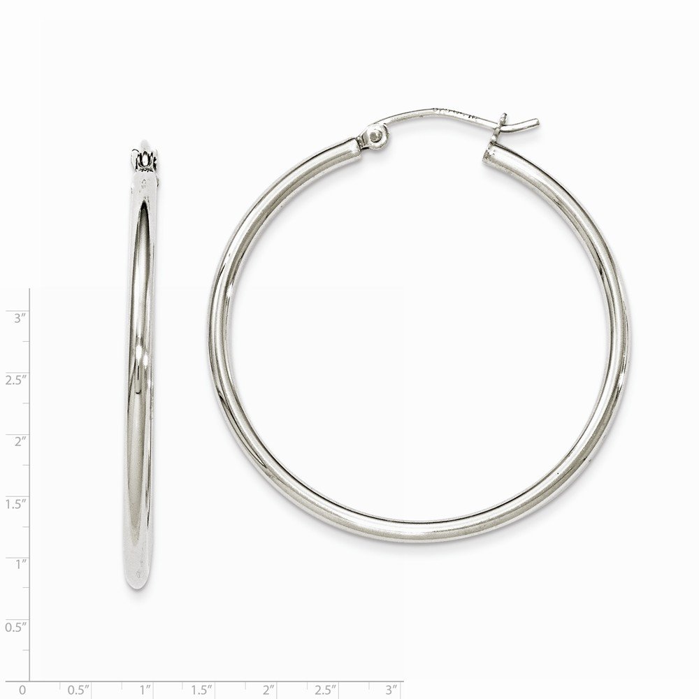 Sterling Silver Rhodium-Plated 2mm Round Hoop Earrings for Women - Classic Minimalist Jewelry for Everyday Wear, Gift Giving & Special Occasions
