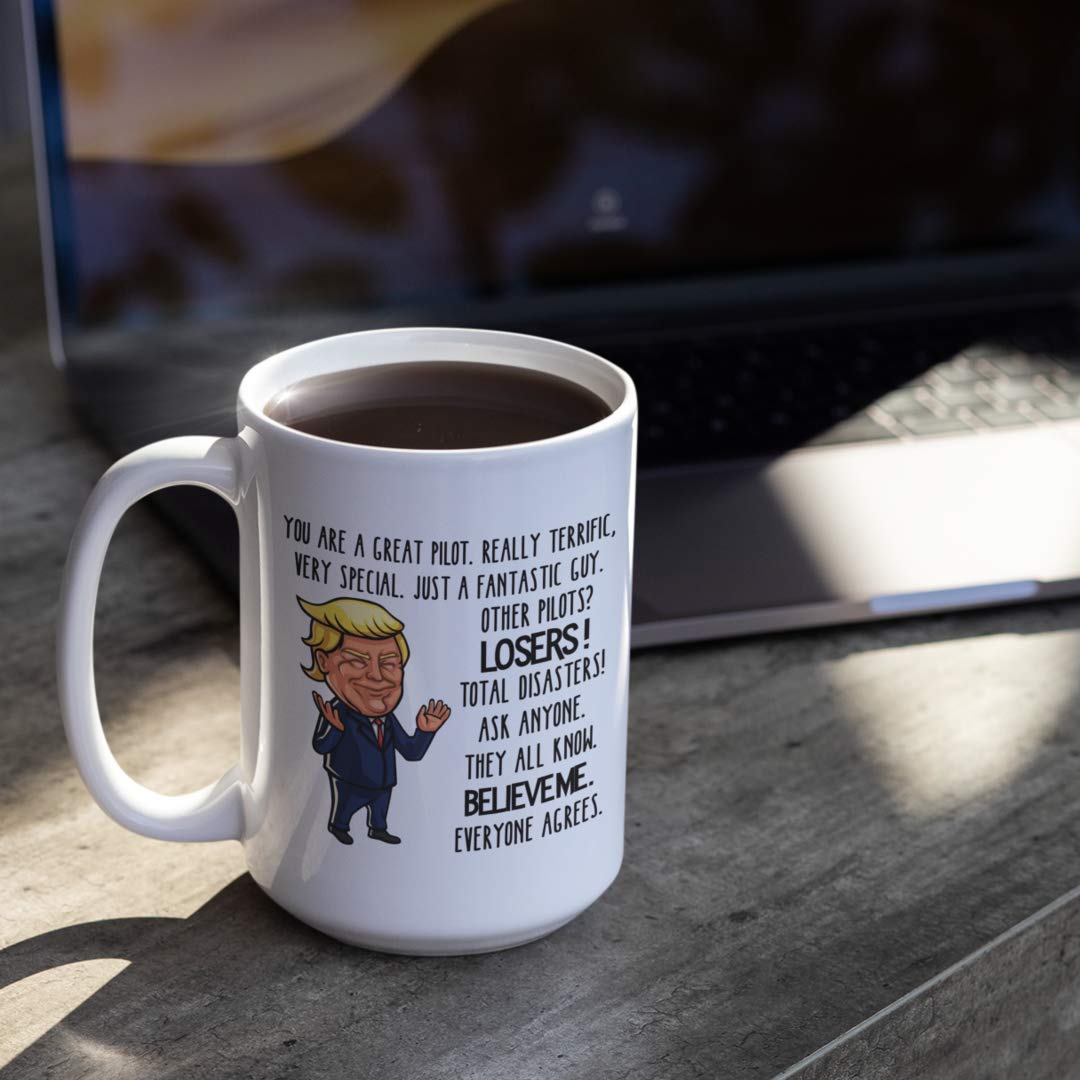 Funny Donald Trump Pilot Coffee Mug - Gift for Aviators, Men & Women - MAGA Themed Ceramic Cup - Perfect Birthday Present for Pilots & Aviation Enthusiasts - Great for Office Use, Home Decor & Aviation Themed Parties