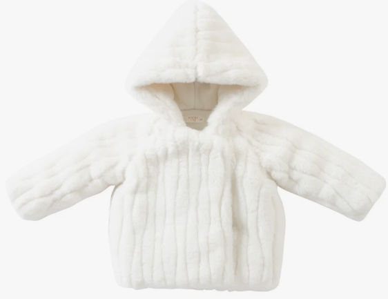 KIPP RIB FUR JACKET with Pompom Hat for Baby Boys & Girls (3M-24M) - Warm Winter Outerwear for Infants & Toddlers, Perfect for Snow Days & Holiday Photos