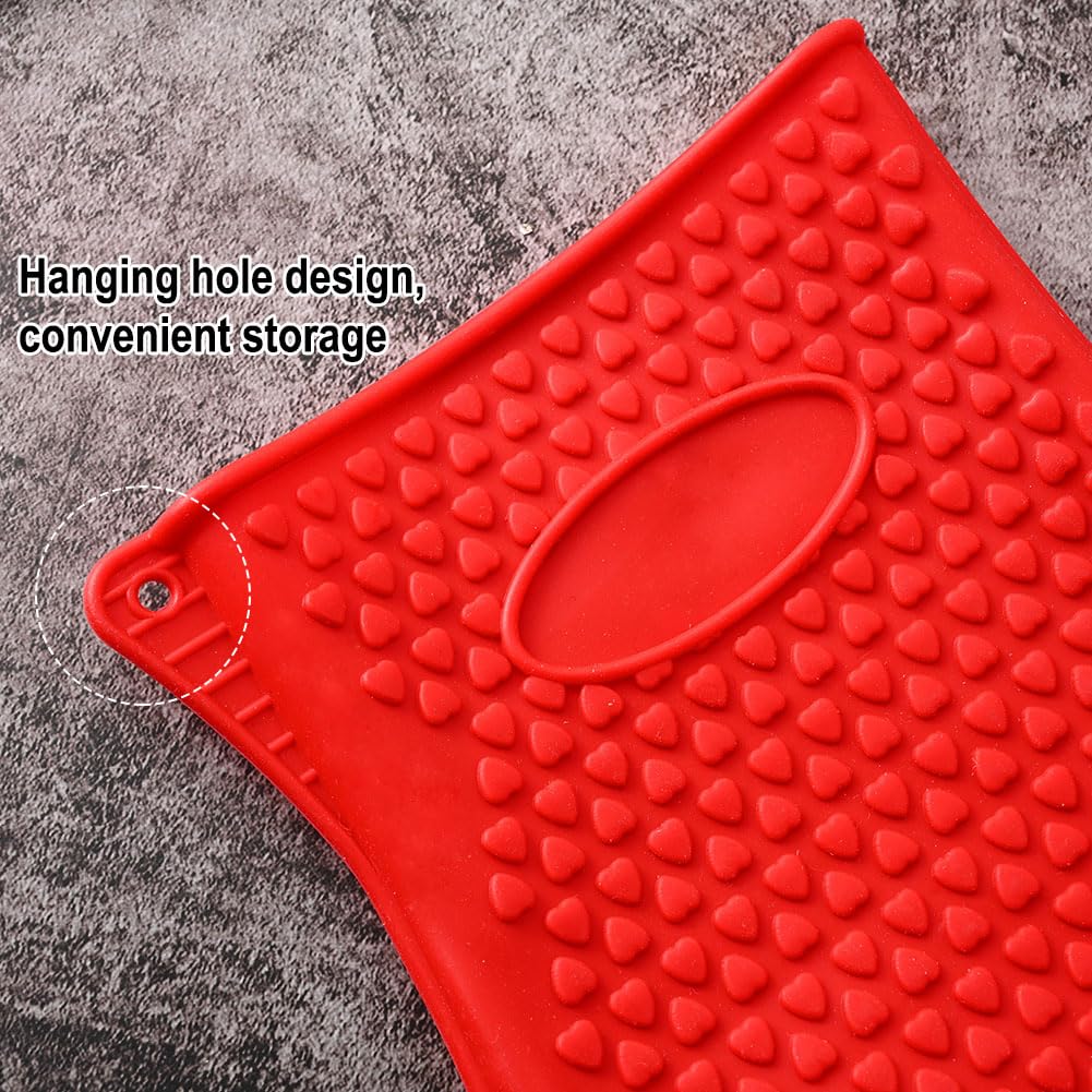 AKOAK Heat Resistant Silicone BBQ Gloves for Grilling, Cooking, Baking & Oven Use - Waterproof, Non-Slip Kitchen Gloves for Safe Handling of Hot Pots, Pans & Food (Red, Pack of 1) - Perfect for Outdoor BBQ, Camping & Home Kitchen Safety
