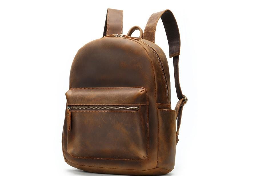 Durable Brown Leather High School Backpack for Teen Boys & Girls - Stylish Laptop Bookbag for School, College & Travel