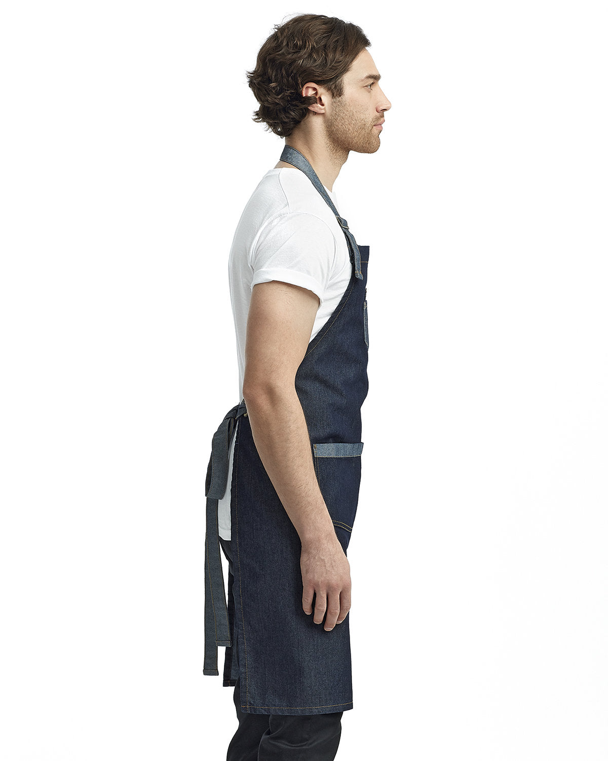 Reprime RP127 Unisex Denim Bib Apron - Artisan Collection with Contrast Design for Cooking, Grilling & Crafting - Durable & Stylish Workwear for Chefs, Artists & DIY Enthusiasts
