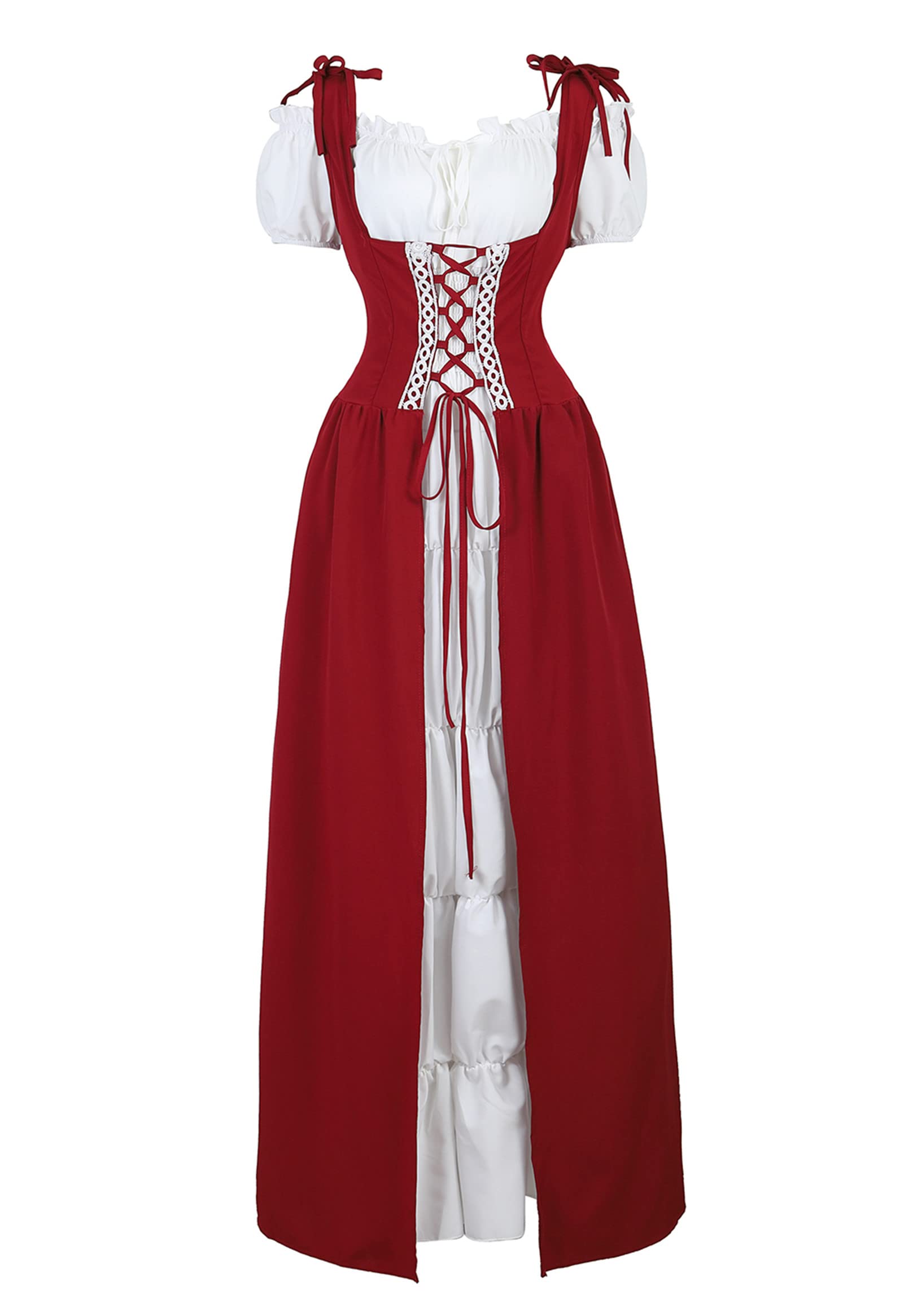 Zhitunemi Women's Renaissance Dress - Medieval Peasant Costume for Women | Historical Reenactment, Cosplay & Halloween Costume