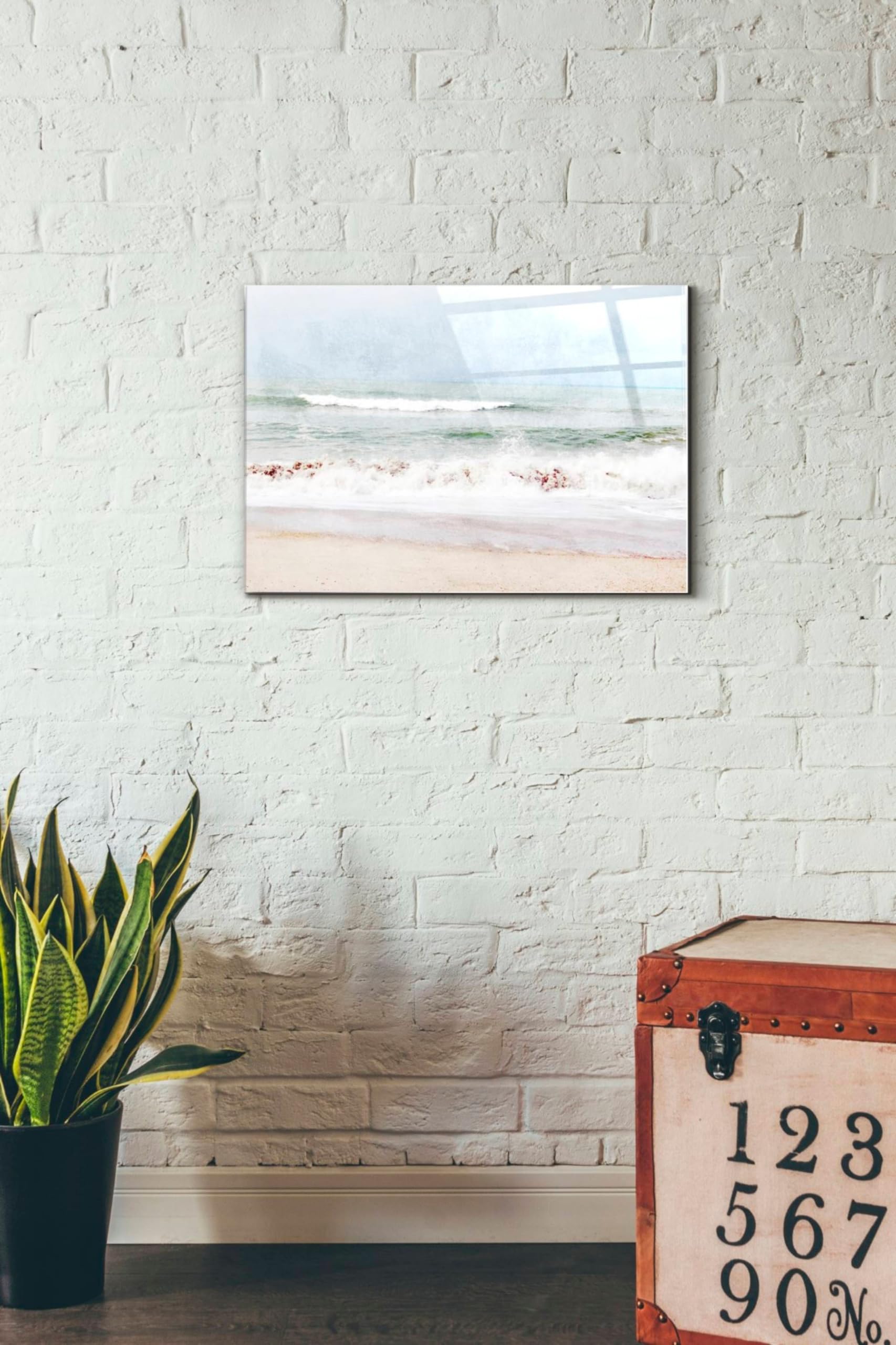 Pastel Waves Landscape Acrylic Glass Wall Art by Linda Woods - 16x24 Inches Modern Home Decor for Living Room, Bedroom & Office