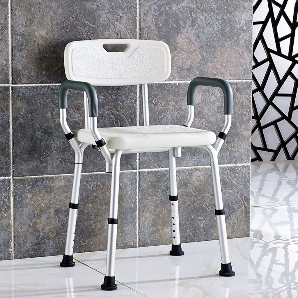 Sturdy Adjustable Shower Seat with Arms & Back - Lightweight Bathroom Bench for Elderly & Disabled - No-Tools Assembly - Perfect for Travel & Home Use