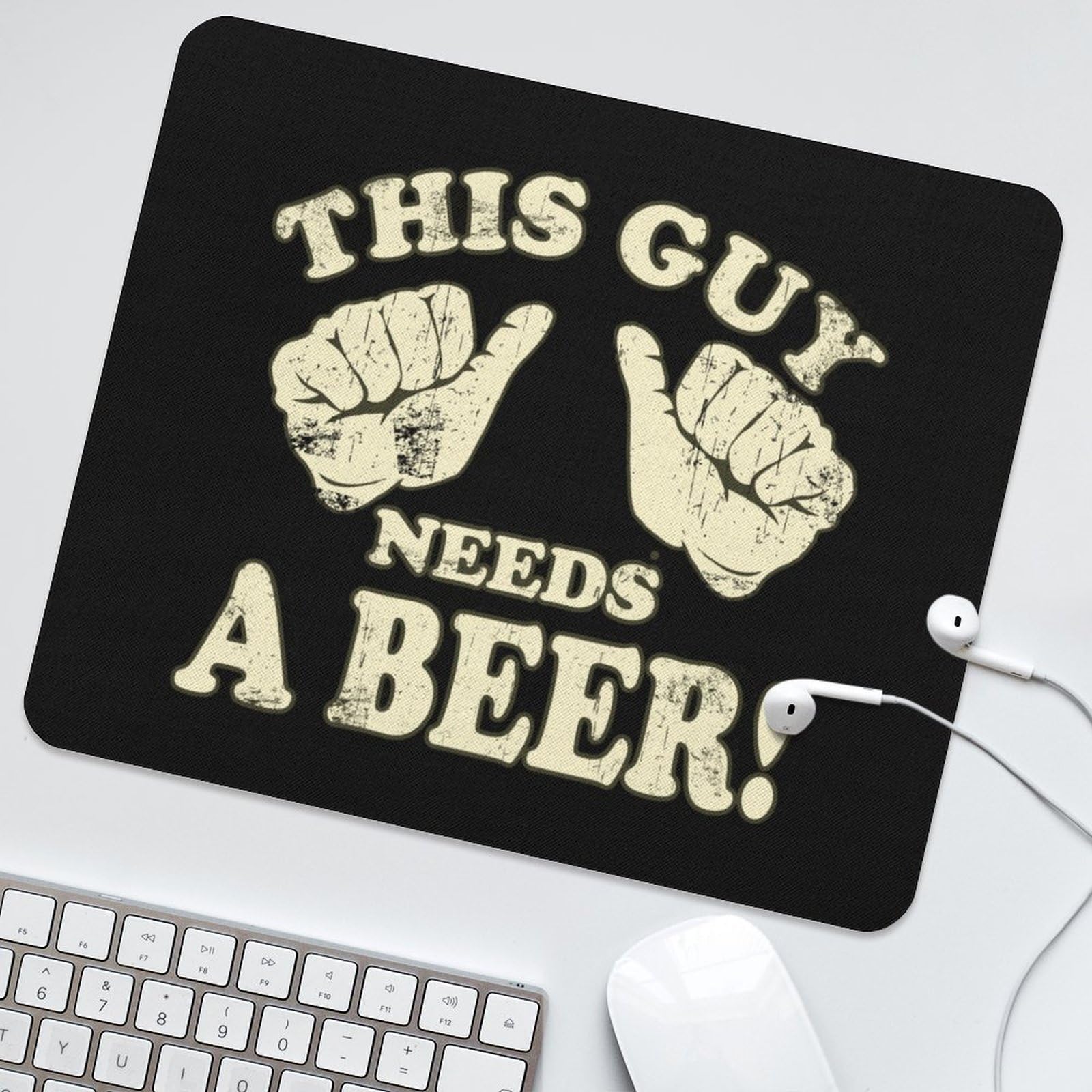 Durable Non-Slip Waterproof Gaming Mouse Pad - 25x30cm Unisex Office & Home Computer Accessory for Work & Gaming | This Guy Needs A Beer Design