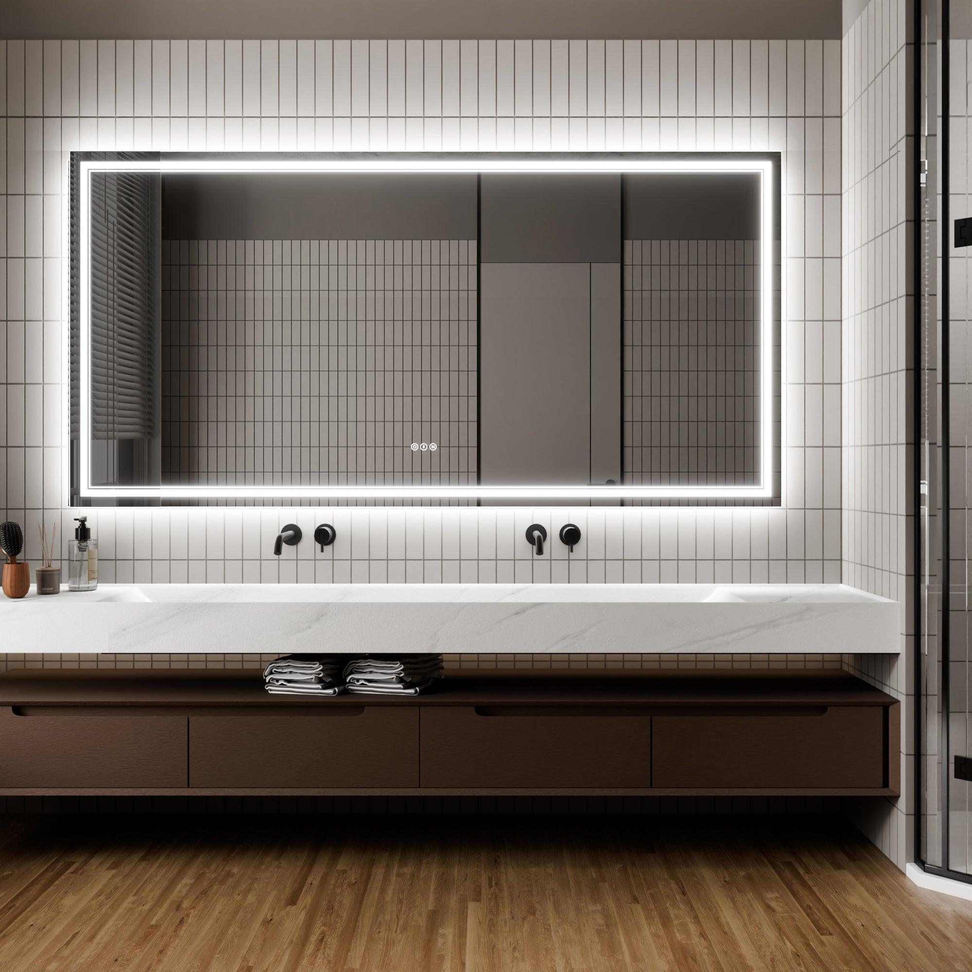 Anti-Fog LED Bathroom Mirror with Dimmable Backlit & Touch Switch - GlareGuard Illuminated Vanity Mirror for Makeup, Shaving & Home Decor