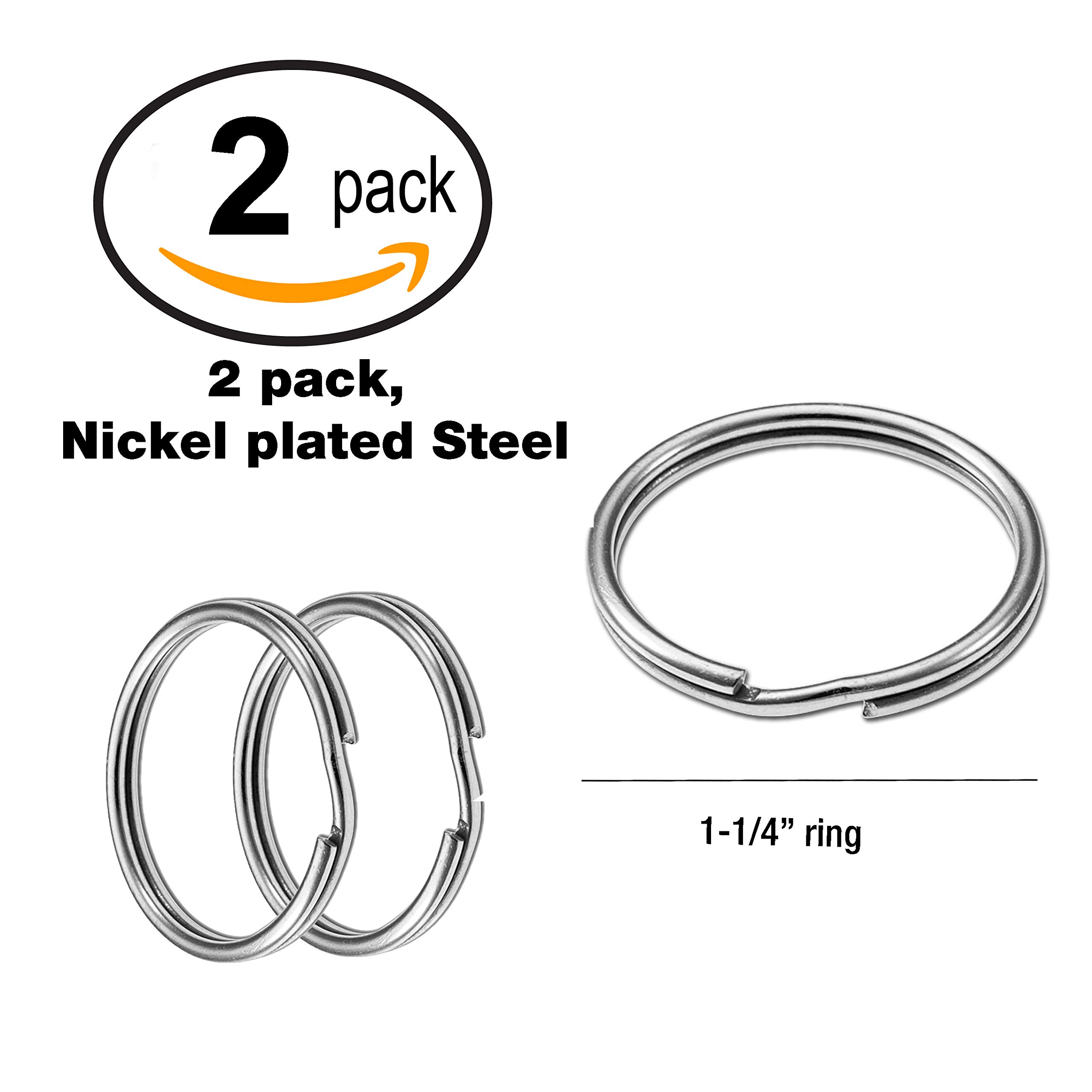 Heavy Duty Nickel-Plated Key Ring for Cars & Crafts - 2 Pack