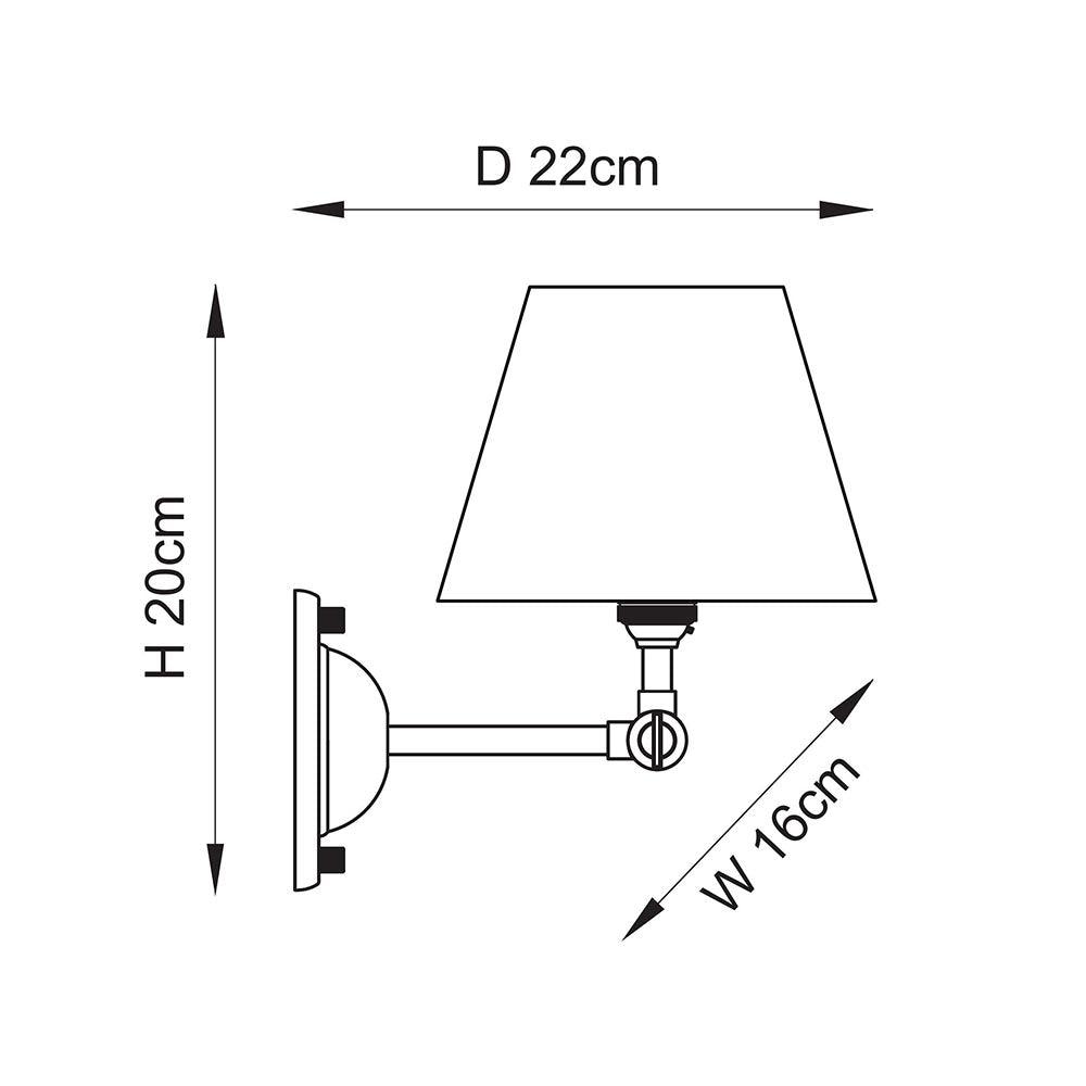 Vintage Dome Wing Brass Wall Light with 16cm Shade - Classic Sconce for Bedroom, Hallway & Living Room Lighting
