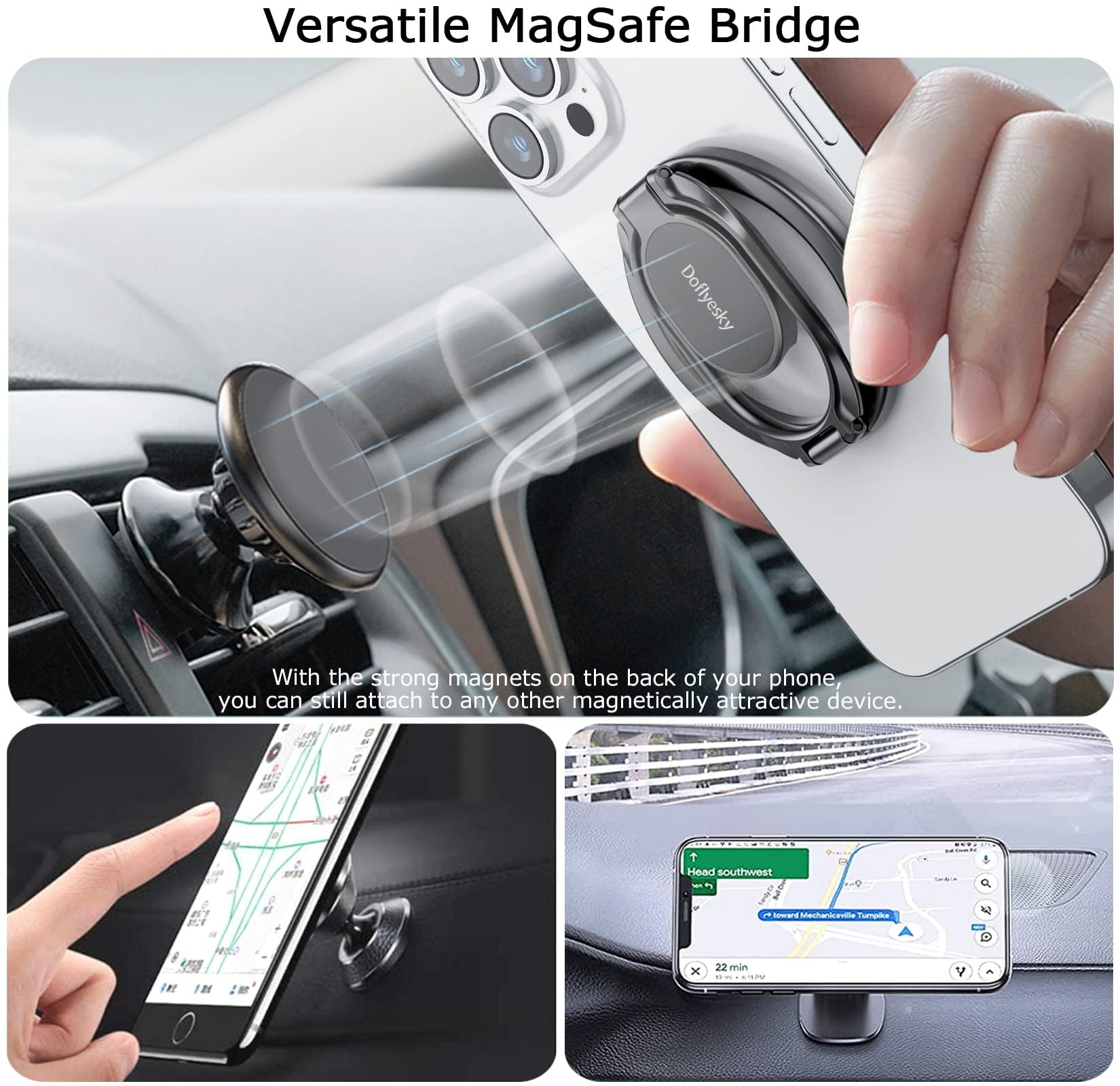 Magsafe Phone Ring Holder - Adjustable Grip for iPhone, iPad, Gym & Car Mount