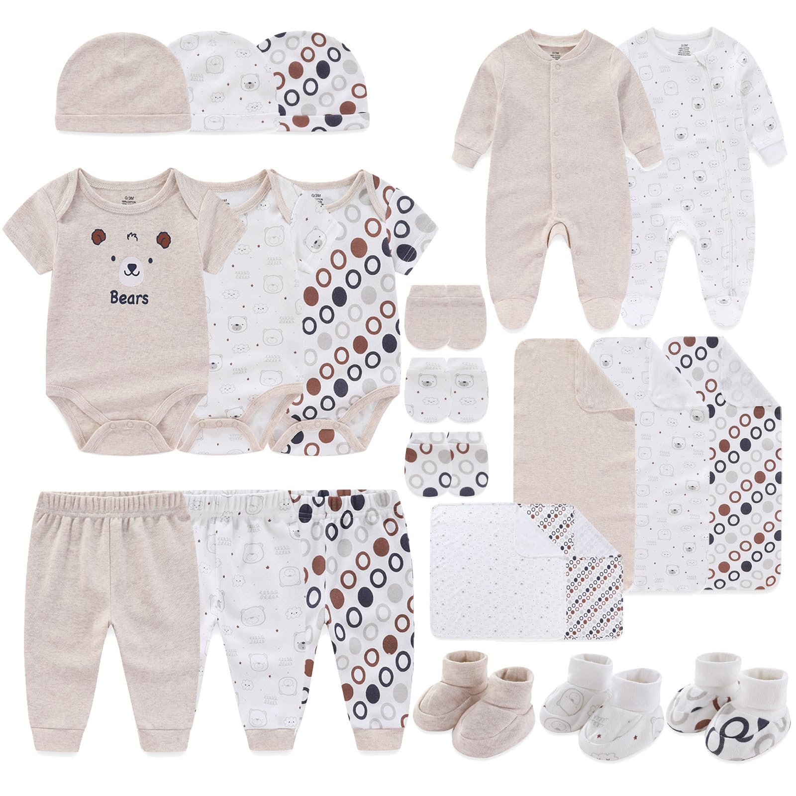 Ecojoy 22-Piece Unisex Newborn Layette Gift Set - Gender Neutral Baby Clothes & Essential Accessories | Perfect Baby Shower Gift & Newborn Essentials for Hospital, Home & Travel