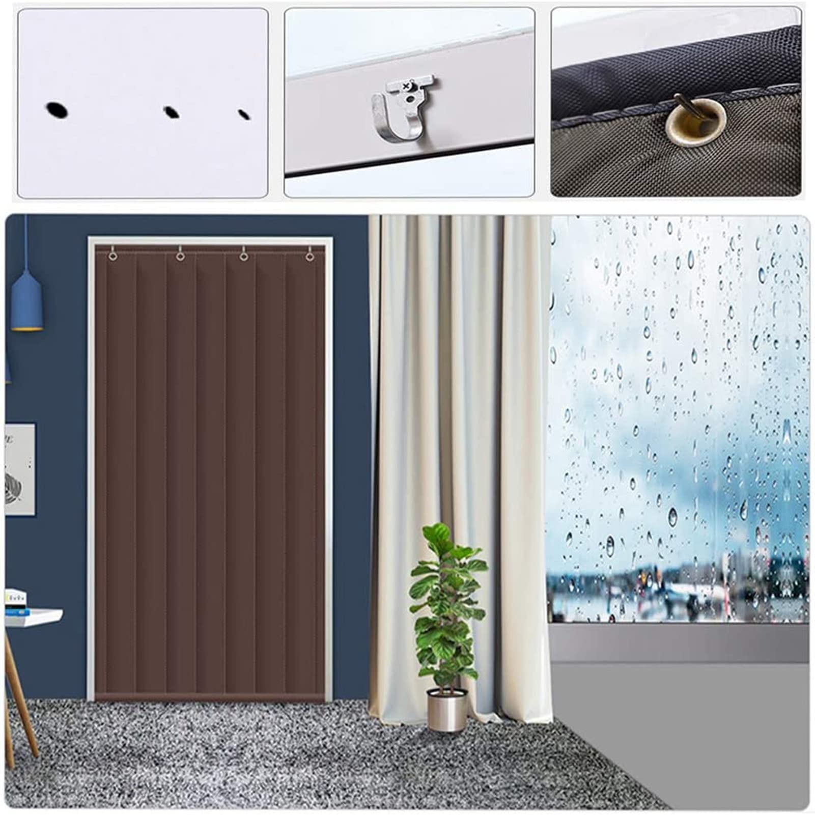 47x94 Inch Thermal Insulated Blackout Door Curtain - Heavy Duty Cotton Windproof Soundproof Curtain for Cold Weather - Perfect for Mall Entrances, Supermarkets & Warehouse Doorways