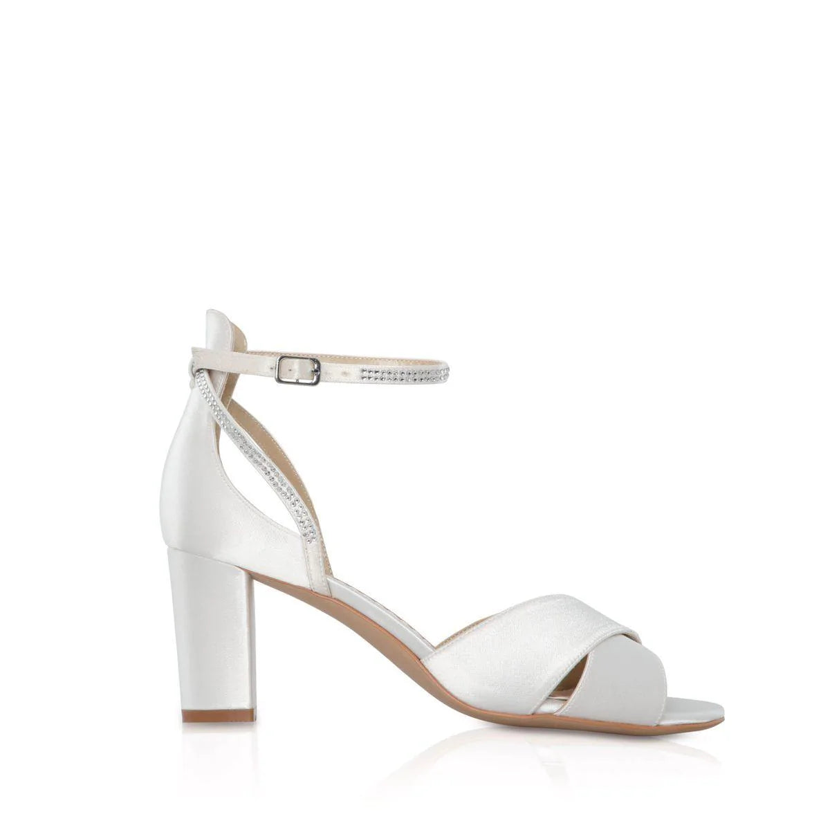 Ivory Satin Block Heel Wedding Shoes for Bride by Perfect Bridal - Comfortable Size 9 Bridal Party Shoes for Church Ceremony & Reception - ISLA Collection