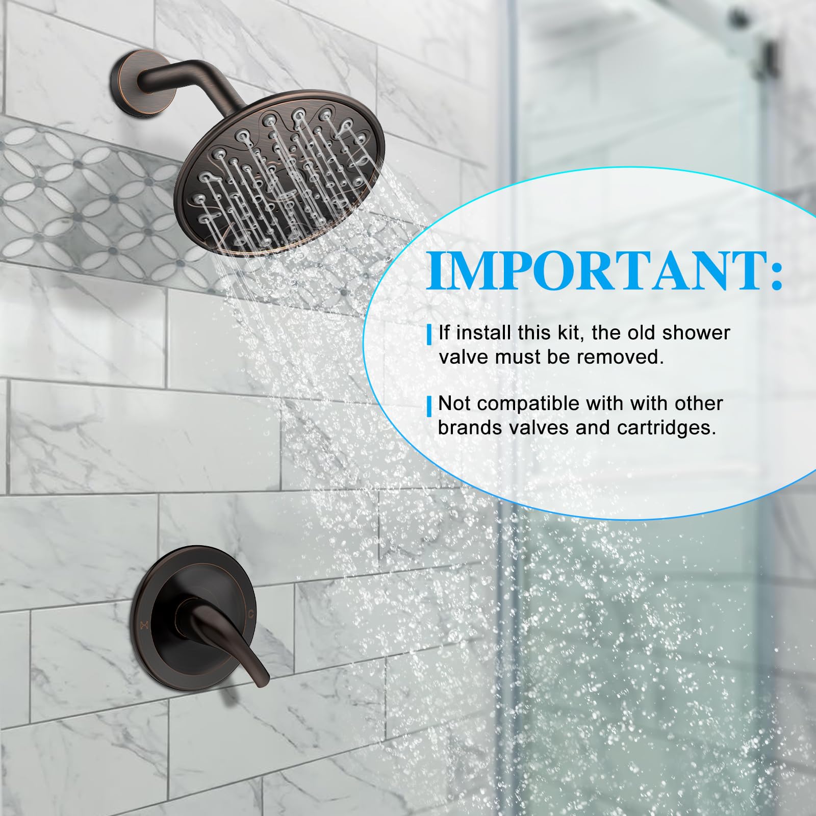 EMBATHER Single Handle Shower Faucet Set with 6