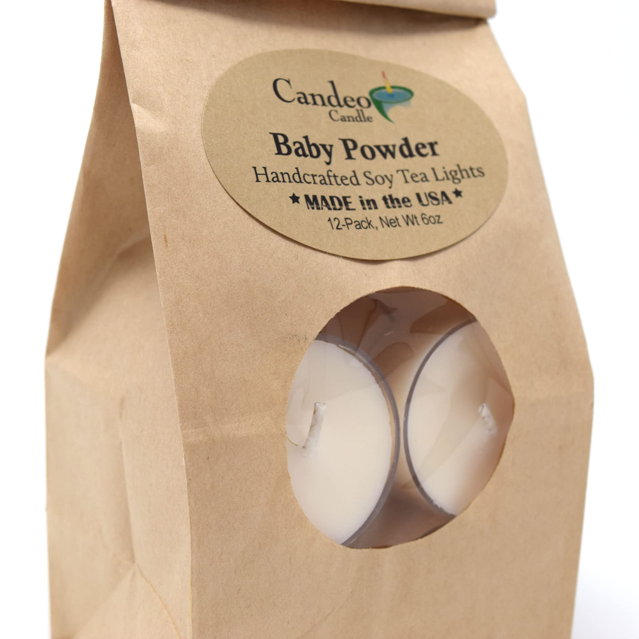 Soy Tealight Candles 12 Pack - Baby Powder Scented for Relaxation