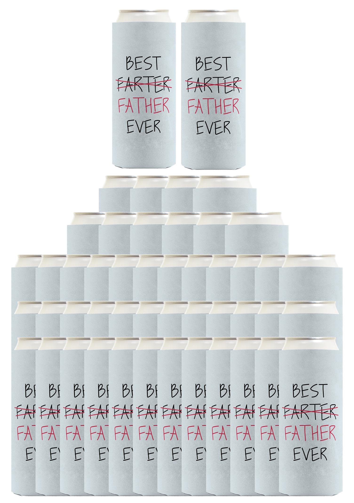Best Dad Ever Gift Set - 96-Pack Ultra Slim Can Coolers for Father's Day, Birthday & BBQ Parties - Funny Farter Father Novelty Present for Beer & Soda Cans
