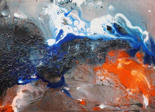 Abstract Brown, Blue & Orange Wall Art - Modern Canvas Painting for Living Room, Bedroom & Office Decor | Home & Office Wall Decor Inspiration