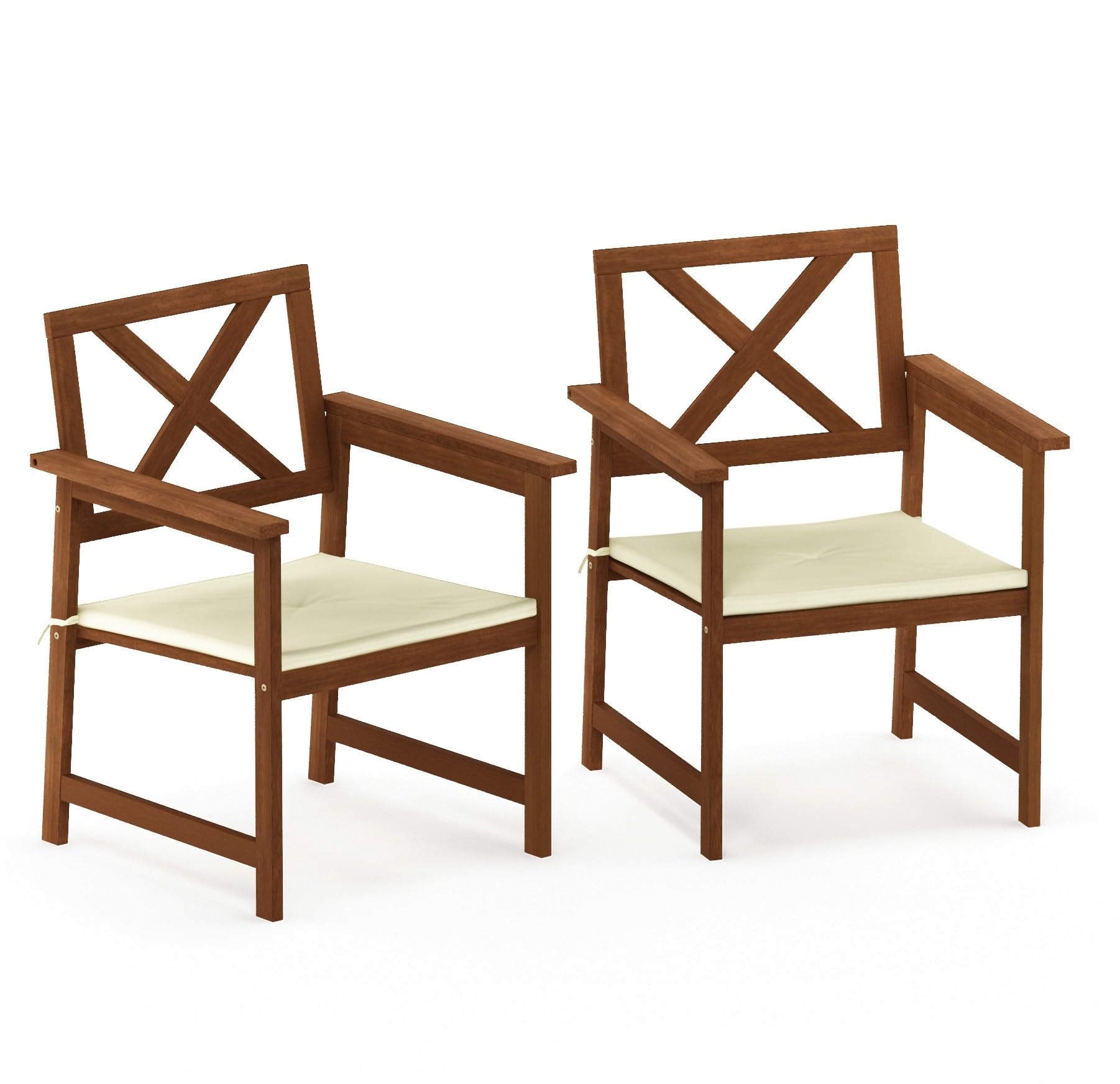 Furinno FG18112C Teak Oil Hardwood X-Back Arm Chair with Cushion - Natural Wood Dining Chair for Kitchen, Living Room & Outdoor Patio