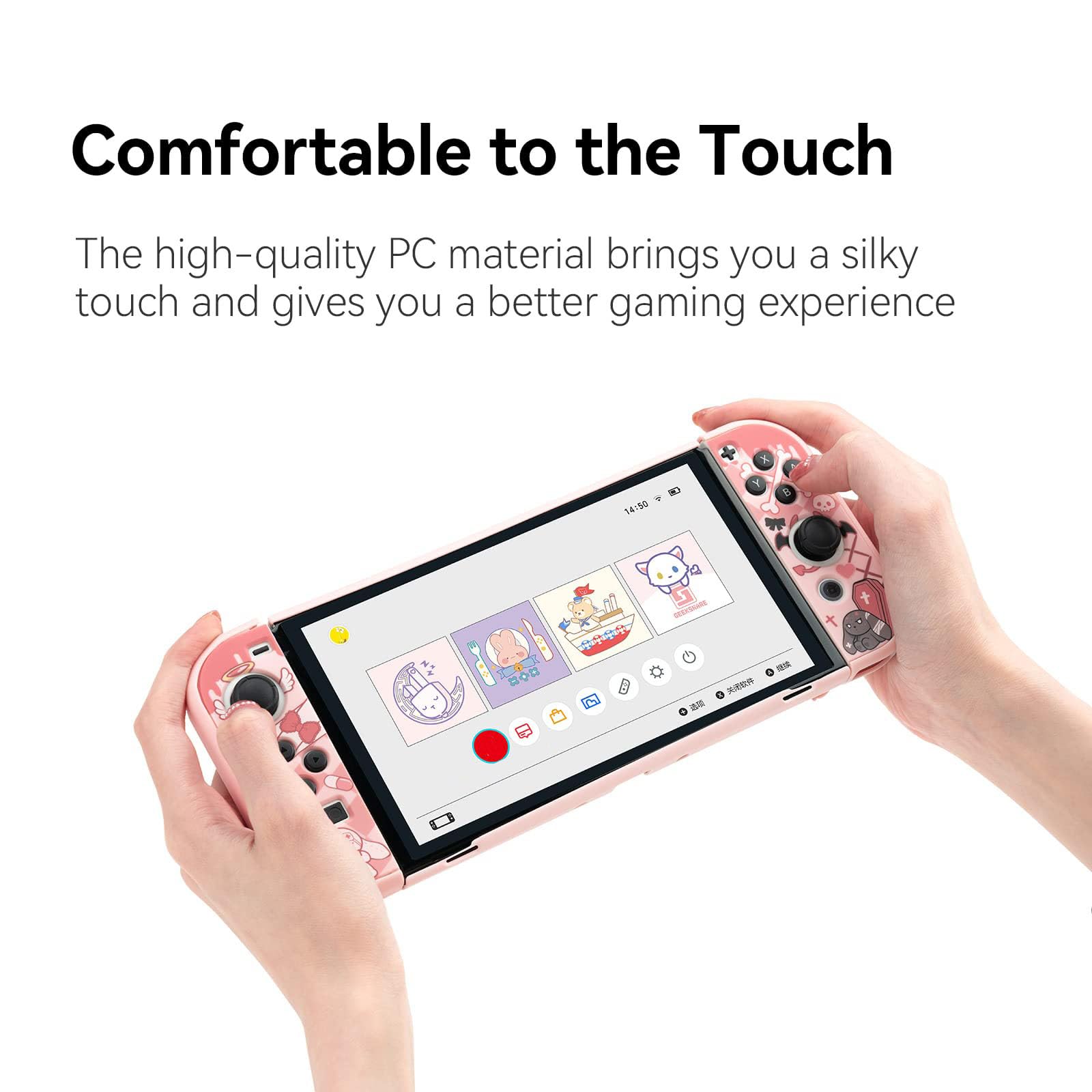 GeekShare Slim Protective Case for Nintendo Switch OLED & Joy-Con - Shockproof, Anti-Scratch Cover with Gothic Bunny Design - Perfect for Gaming, Travel & Daily Protection