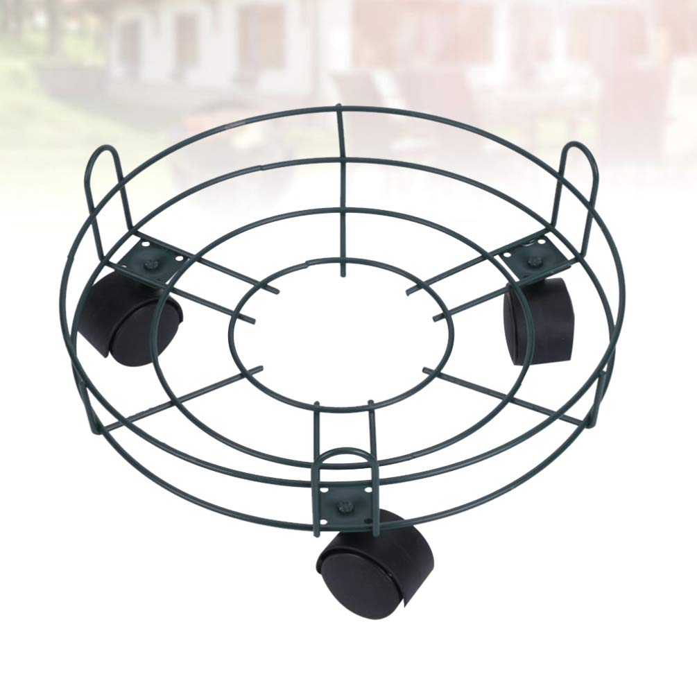 DOITOOL Heavy Duty Round Metal Plant Stand with Wheels - Large Size Flower Pot Holder for Indoor & Outdoor Garden Decor