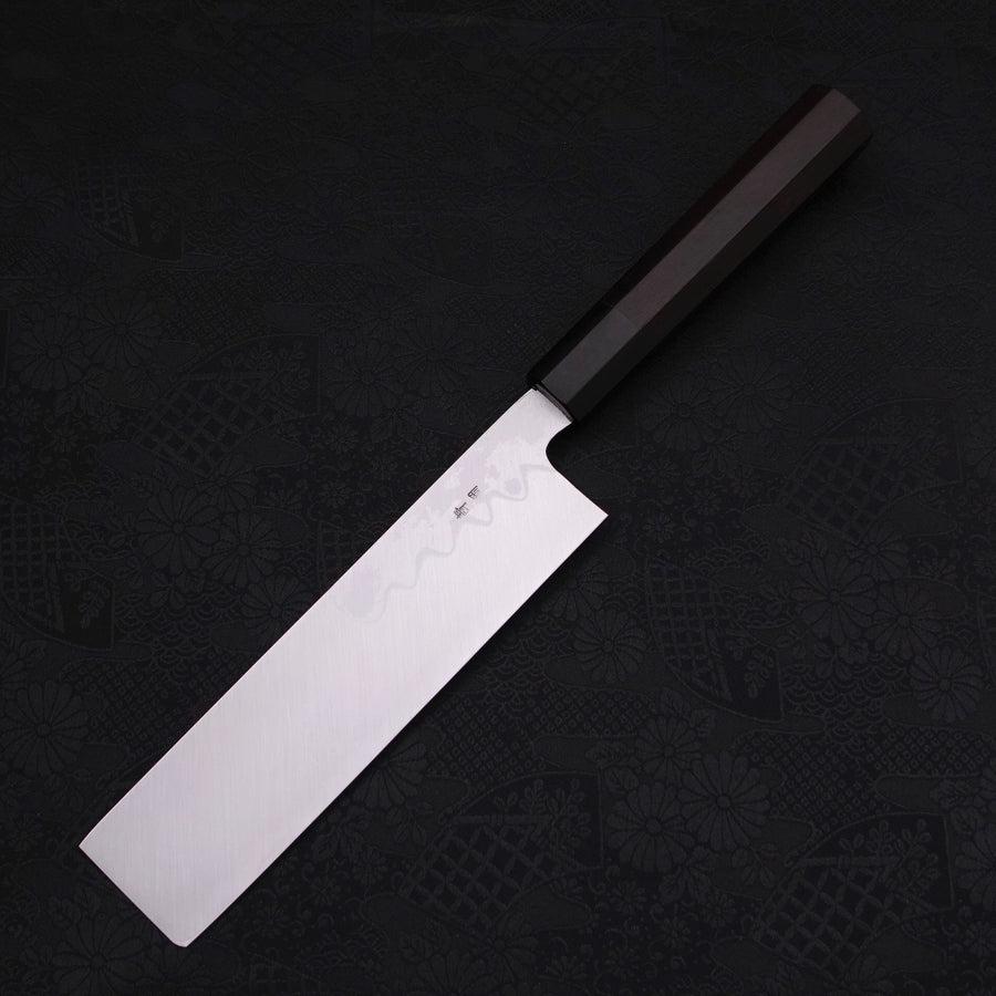Premium Japanese Usuba Knife - Blue Steel #2 Suminagashi with Buffalo Ebony Handle (180mm) - Professional Chef's Knife for Sushi, Vegetables & Precision Cutting