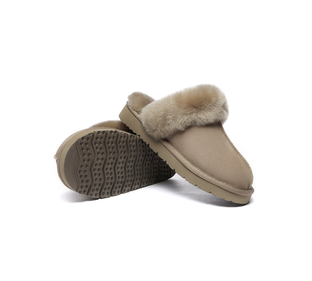 Premium Australian Shepherd UGG Slippers - Genuine Sheepskin Wool Muffin Slippers for Women & Men | Cozy Indoor & Outdoor House Shoes for Winter Comfort