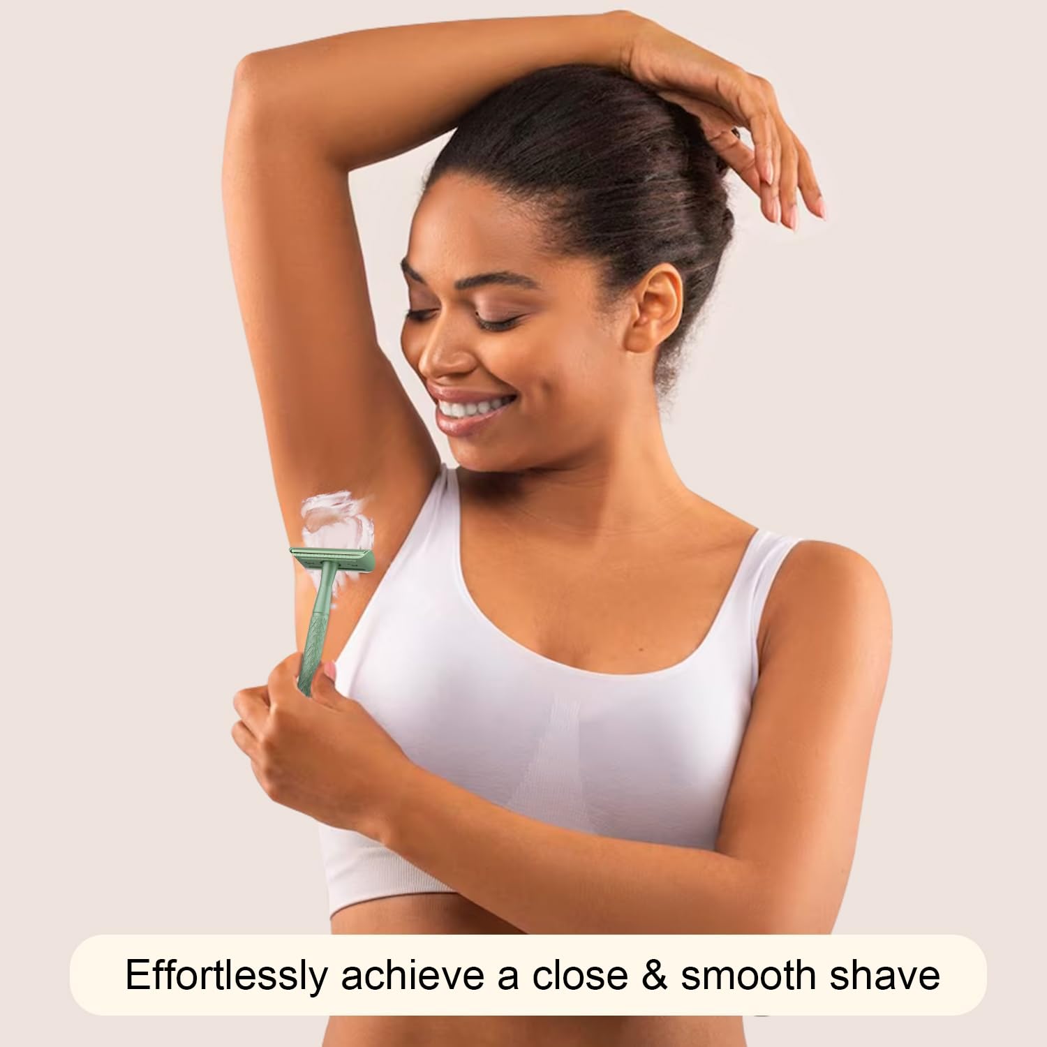 Eco-Friendly Forest Green Safety Razor for Women - Reusable Metal Razor with 5 Double Edge Blades - Smooth Shaving for Sensitive Skin - Perfect for Legs, Underarms & Bikini Area Shaving at Home or Travel