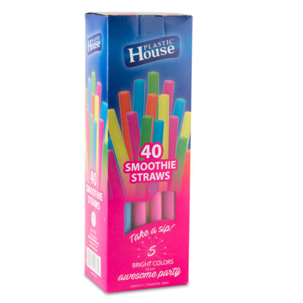 Extra Large Reusable Plastic Smoothie Straws - BPA Free, Thick & Durable for Smoothies, Milkshakes, Boba Tea - Perfect for Home, Restaurants, Cafes & Parties
