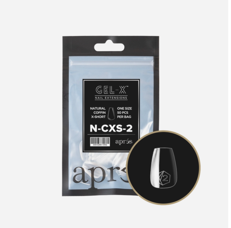 Apres Gel X Refill Tips 2.0 - 50pcs Natural Extra Short Coffin Nail Tips for DIY Manicure at Home | Salon Quality Press On Nails for Easy Application & Long Lasting Wear