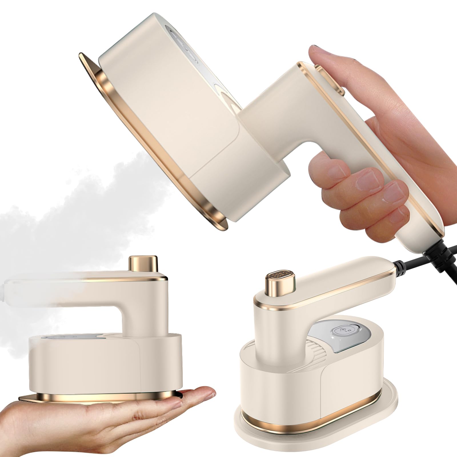 Portable Travel Steamer for Clothes - Mini Handheld Fabric Steamer Iron, Electric Garment Steamer for Wrinkles - Perfect for Travel, College Dorm, Home & Office Use (White)