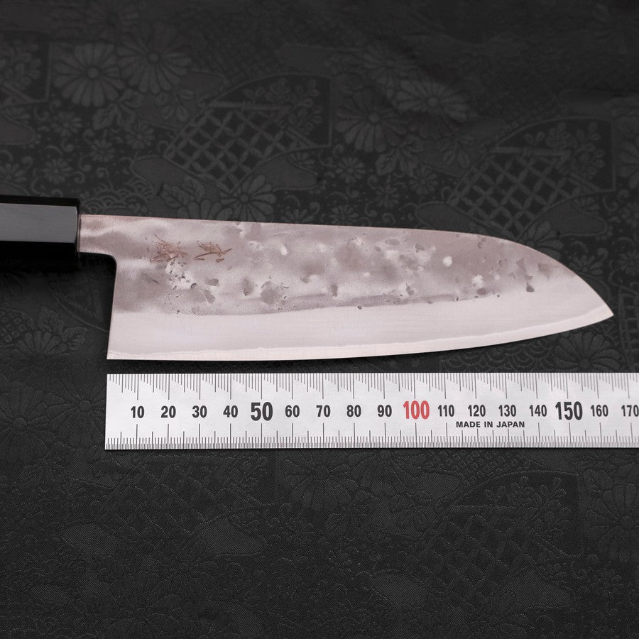 Premium Santoku Knife 165mm - Blue Steel #2 Nashiji Stainless Clad with Buffalo Teak Handle - Japanese Chef Knife for Slicing, Dicing & Chopping Vegetables, Meat & Fish - Perfect for Home Cooks & Professional Kitchens