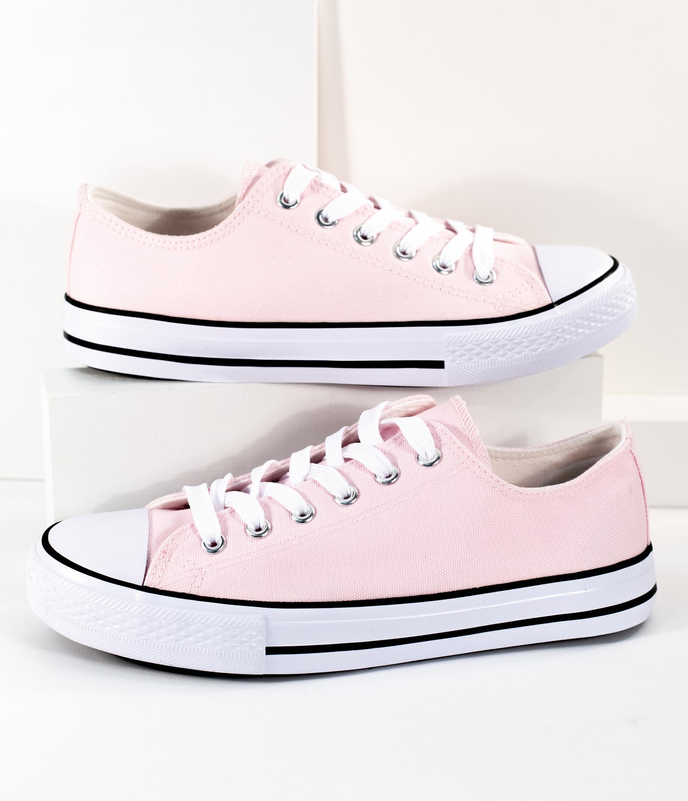 Light Pink Lace Up Canvas Sneakers for Women - Comfortable Casual Shoes for Walking, Running & Everyday Wear | Trendy Fashion Sneakers for Spring & Summer Outfits