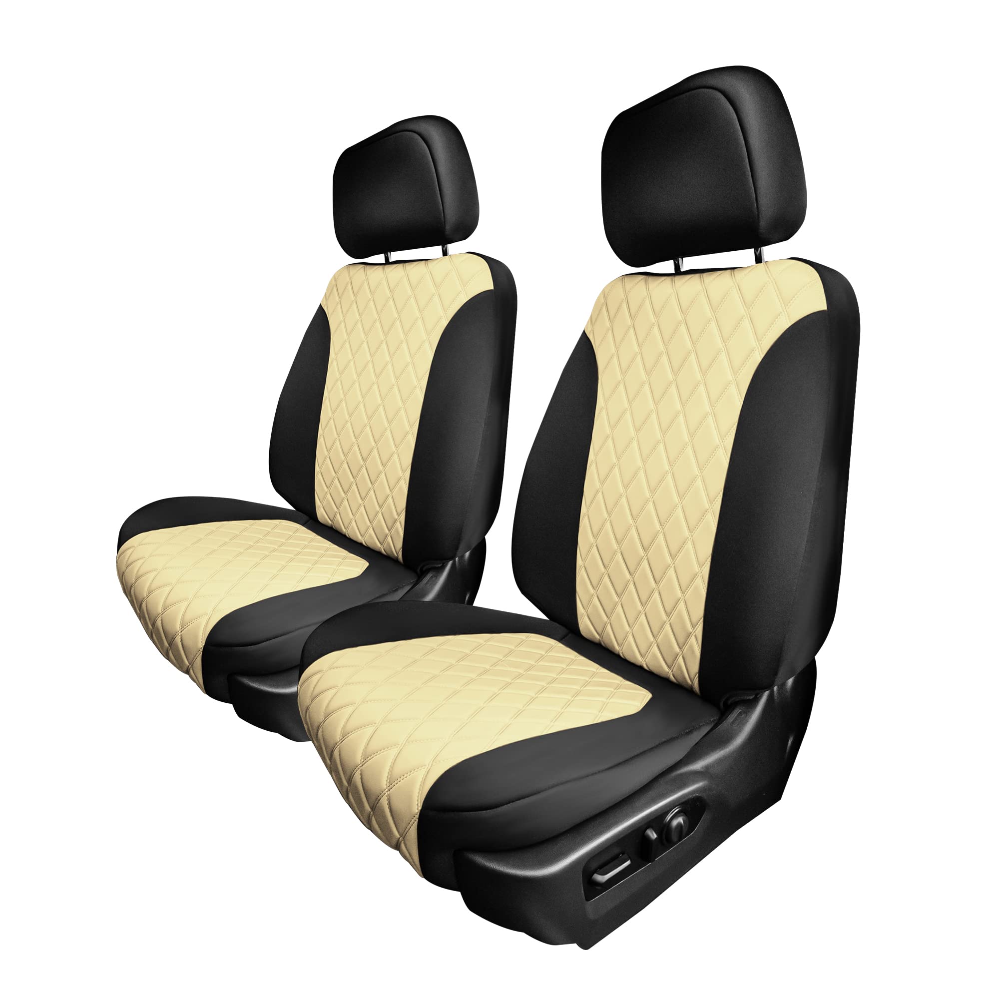 Premium Neoprene Water-Resistant Seat Covers for 2019-2023 GMC Sierra 1500/2500HD/3500HD (SLT/AT4/Denali) - Custom Fit Front Set in Beige | All-Weather Protection & Enhanced Comfort for Trucks, SUVs & Off-Road Adventures