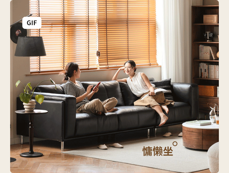 Premium Black Cowhide Down-Filled Luxury Sofa - Soft & Comfortable for Living Room, Lounge, or Office