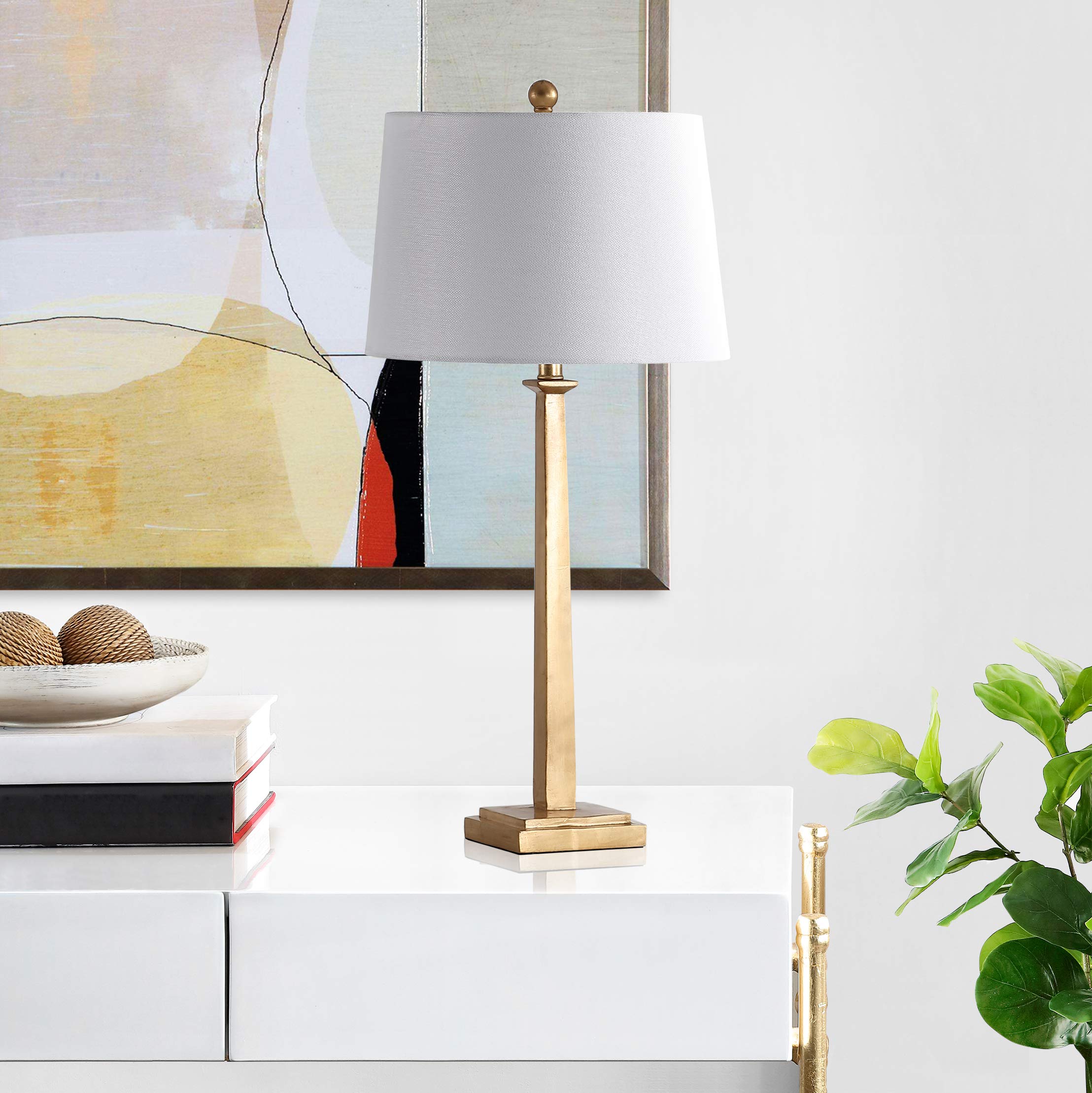 SAFAVIEH Andino Gold 32-inch Table Lamp Set of 2 with LED Bulbs - Modern Bedroom, Living Room & Home Office Lighting for Nightstands and Desks