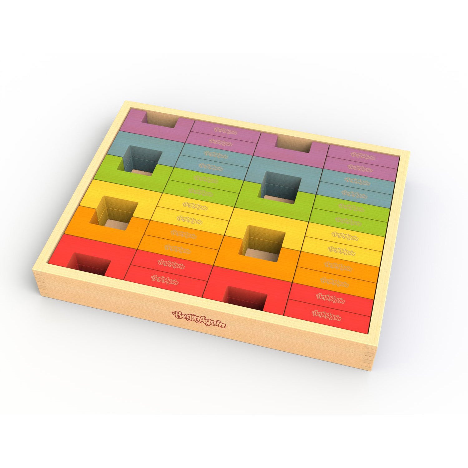 BeginAgain U Build It Deluxe 48-Piece Wooden Block Set for Kids - Creative Construction Toy for Toddlers & Preschoolers - Perfect for STEM Learning & Imaginative Play at Home or Classroom