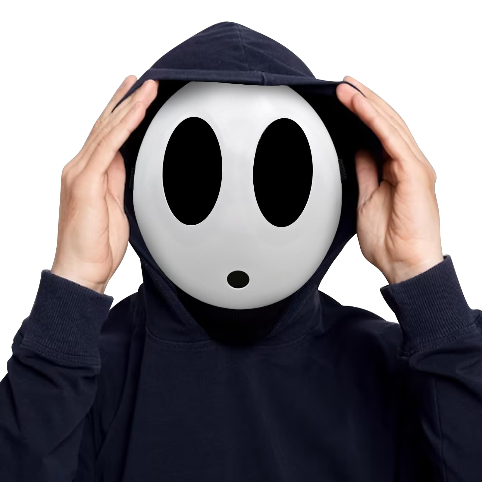Shy Guy Mask White - Anime Cosplay Mask, Funny Halloween Face Mask, Costume Accessory for Cosplay & Halloween Parties - Perfect for Anime Conventions, Halloween Events & Themed Parties