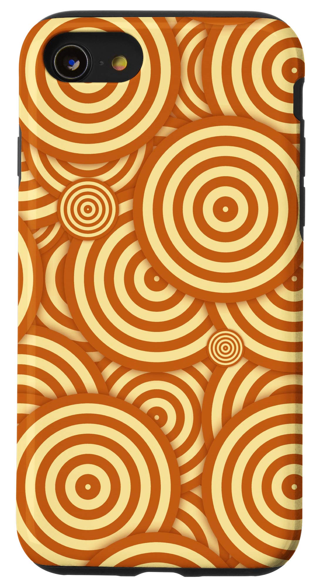 iPhone SE (2020) / 7 / 8 Case - Gold Circles Retro Abstract Design Protective Phone Cover | Slim Fit, Shockproof | Perfect for Daily Use, Travel & Gift Giving