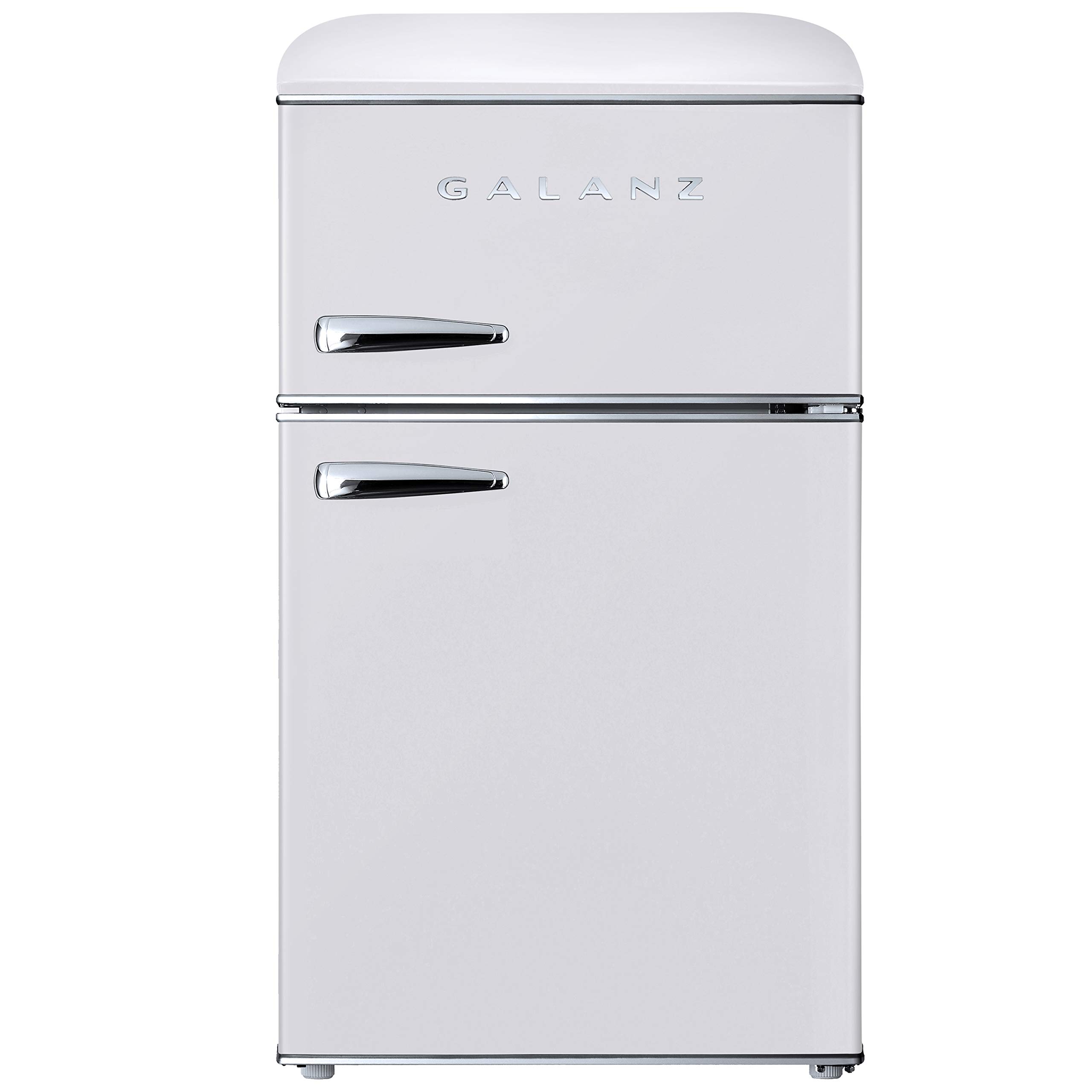 Galanz 3.1 Cu Ft Retro Mini Fridge with Freezer - Compact Dual Door Refrigerator, Adjustable Thermostat, White - Perfect for Dorm, Office, Bedroom & Small Spaces