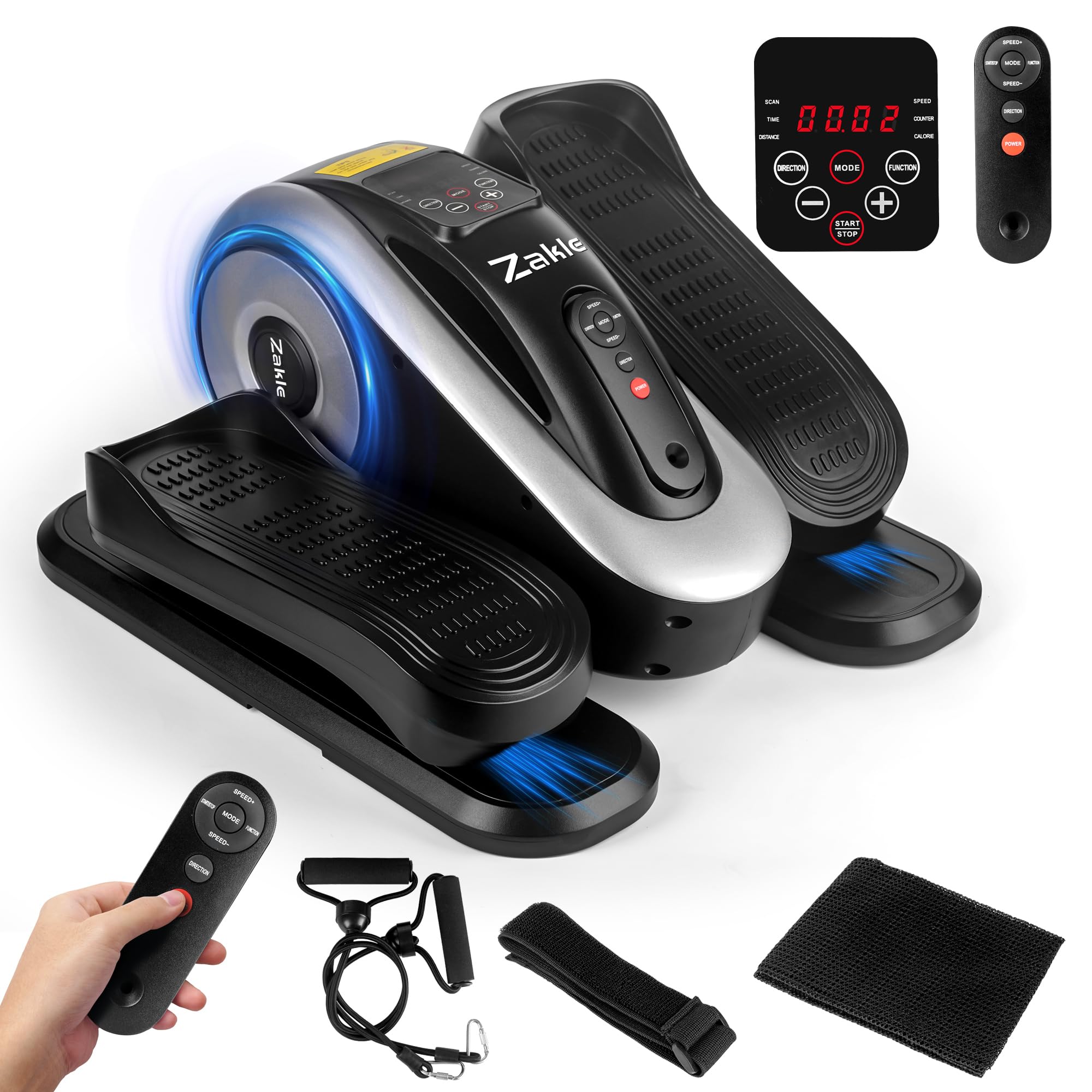 Zakle Under Desk Elliptical Machine - Quiet Leg Exerciser with Remote Control, 12 Adjustable Speeds | Portable Mini Elliptical Trainer for Office, Home & Small Spaces | Fully Assembled for Instant Use