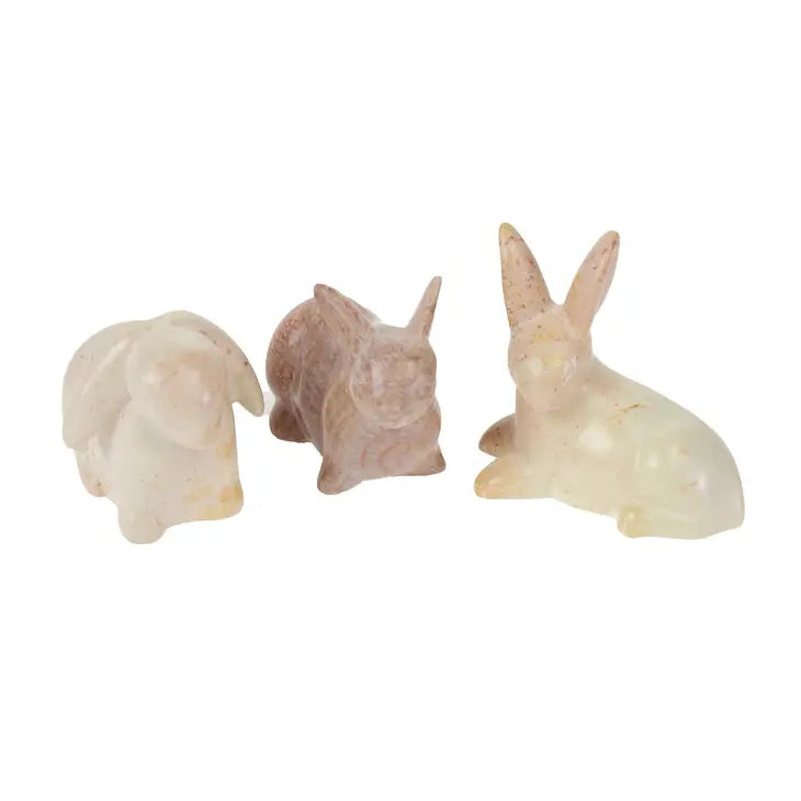 Soapstone Floppy Bunny - Handmade Stone Carving for Home Decor, Gift, and Meditation - Perfect for Zen Garden, Office Desk, and Nursery Decor