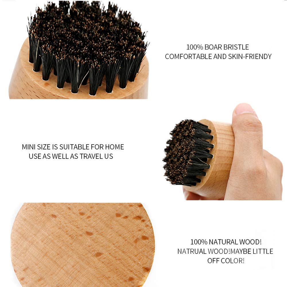 2 Pcs Men's Beard Brush - Natural Boar Bristles for Grooming & Styling - Perfect Gift for Dad