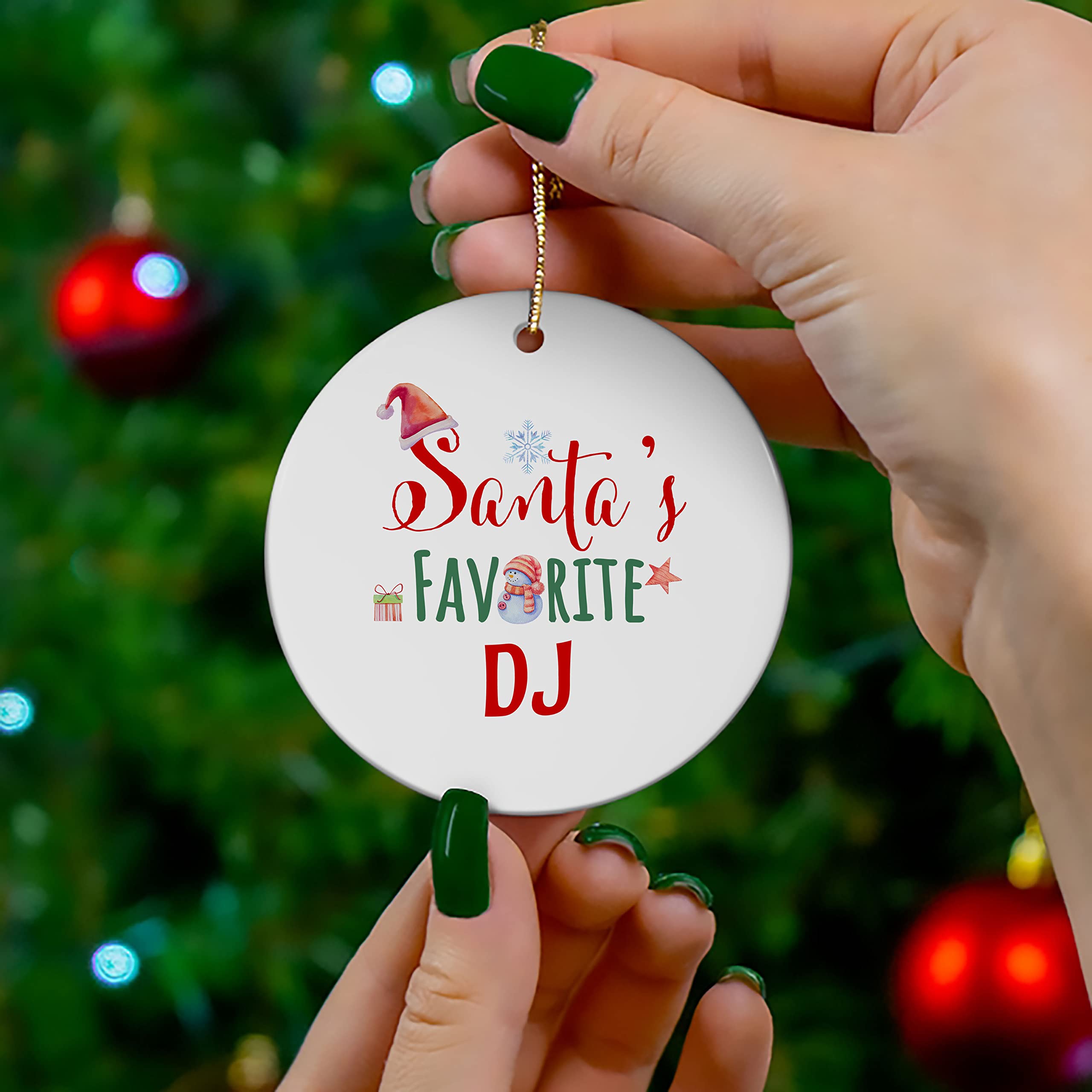 Santa's Favorite DJ Ornament - Round Christmas Tree Decoration for Holiday Parties, Birthday Gifts & Radio Appreciation - Perfect for Home Decor, Office Celebrations & Festive Gatherings