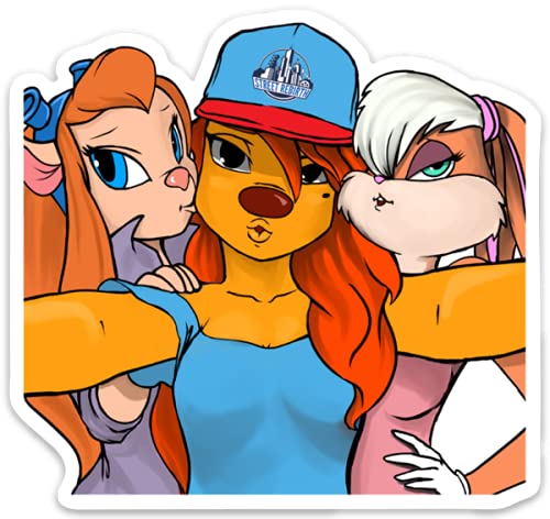 Roxanne Lola & Gadget Vinyl Stickers - 4 Inch Waterproof Decals for Laptop, Water Bottle, Car & Skateboard - Funny Cartoon Stickers for Girls - Perfect Small Gift for Friends & Family - Great for Home Decor, Office Accessories & Personalizing Devices