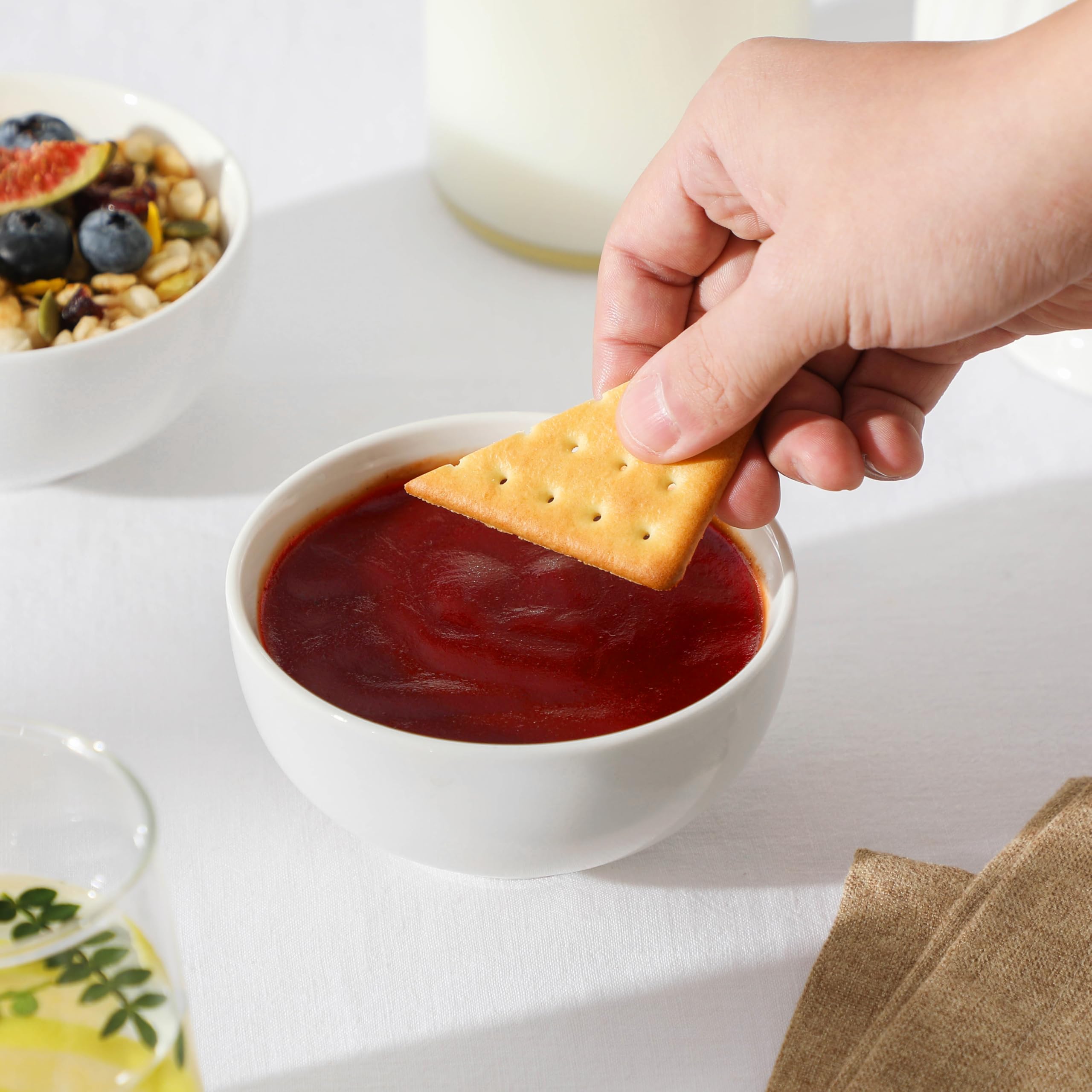 8-Pack 10oz White Porcelain Bowls - Dessert, Ice Cream & Snack Bowls for Kitchen, Dishwasher Safe