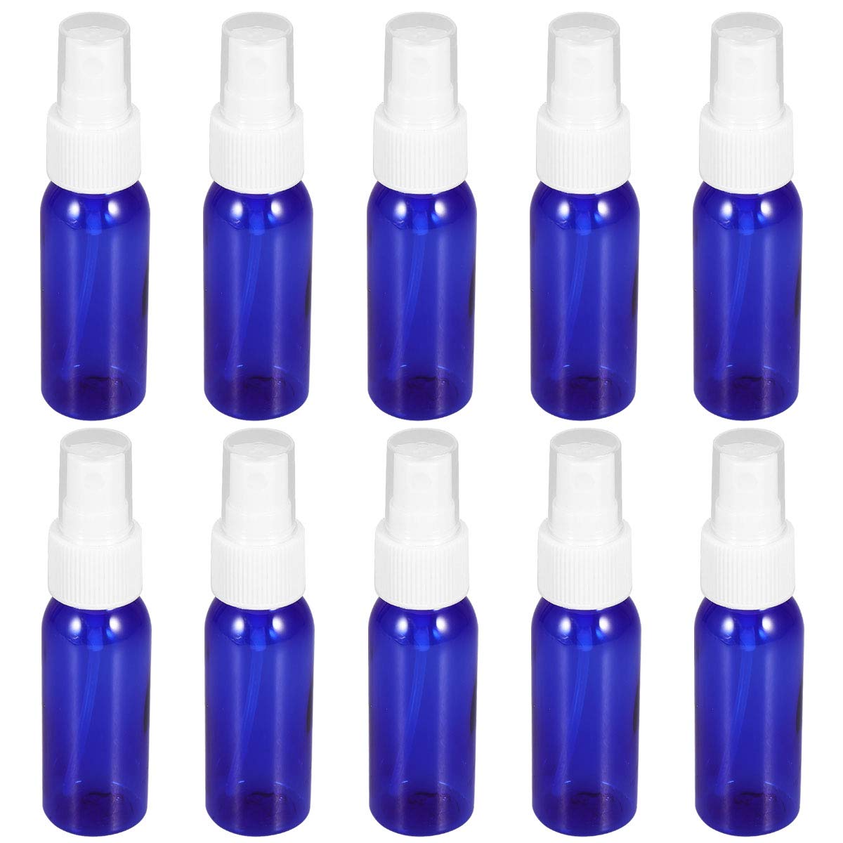 Hemoton 10-Pack 30ml Empty Refillable Plastic Spray Bottles - Travel Size Cosmetic Atomizer for Perfume, Hair Care & Essential Oils (Blue) - Perfect for Travel, Gym & Home Use
