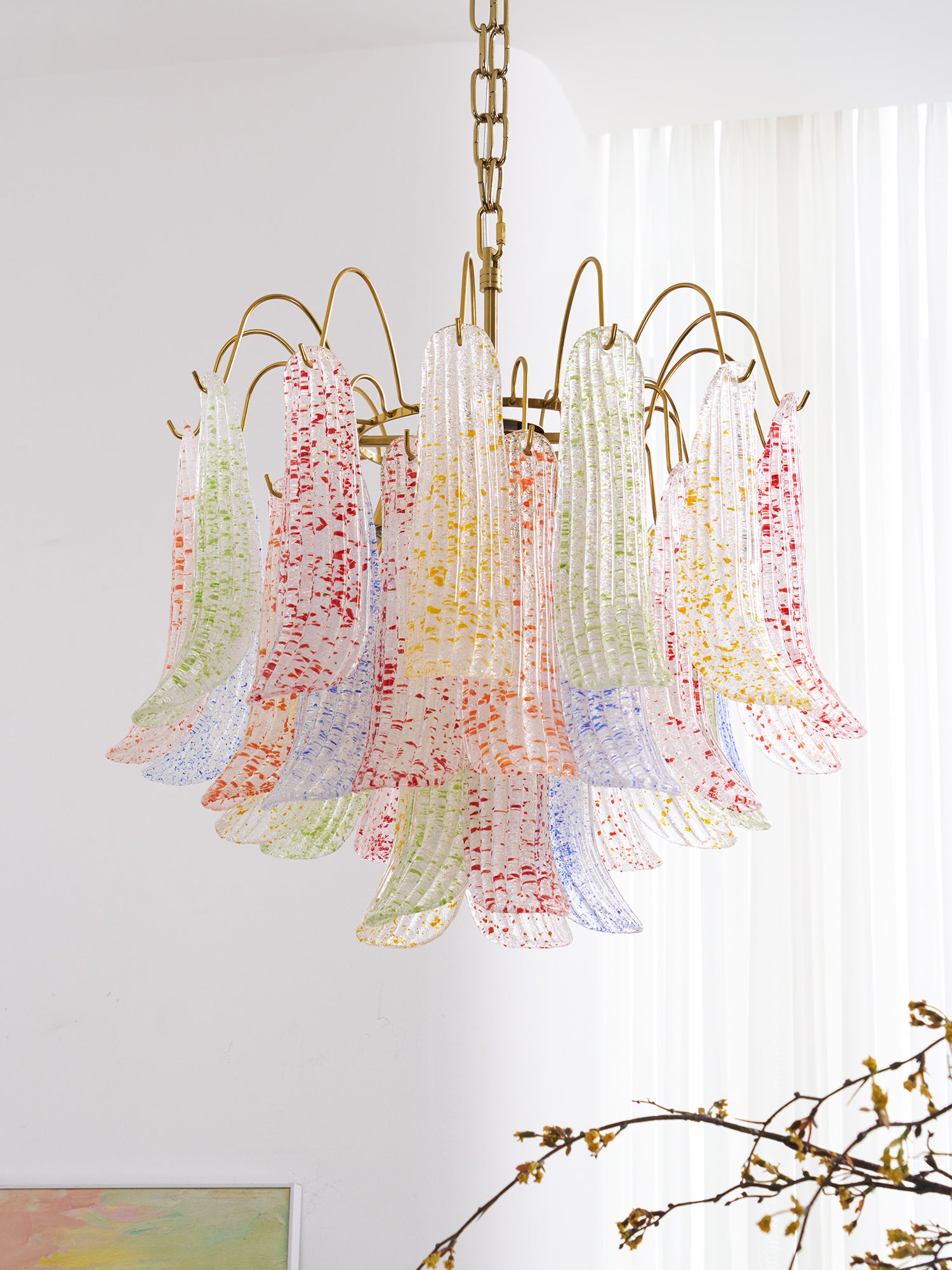Elegant Mazzega Murano Glass Chandelier - Handcrafted Italian Lighting Fixture for Dining Room, Living Room & Bedroom Decor