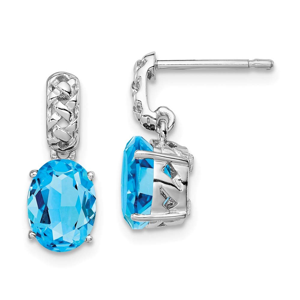 Blue Topaz Sterling Silver Rhodium-Plated Earrings for Women | Elegant Dangle Drop Jewelry for Parties, Weddings & Gifts